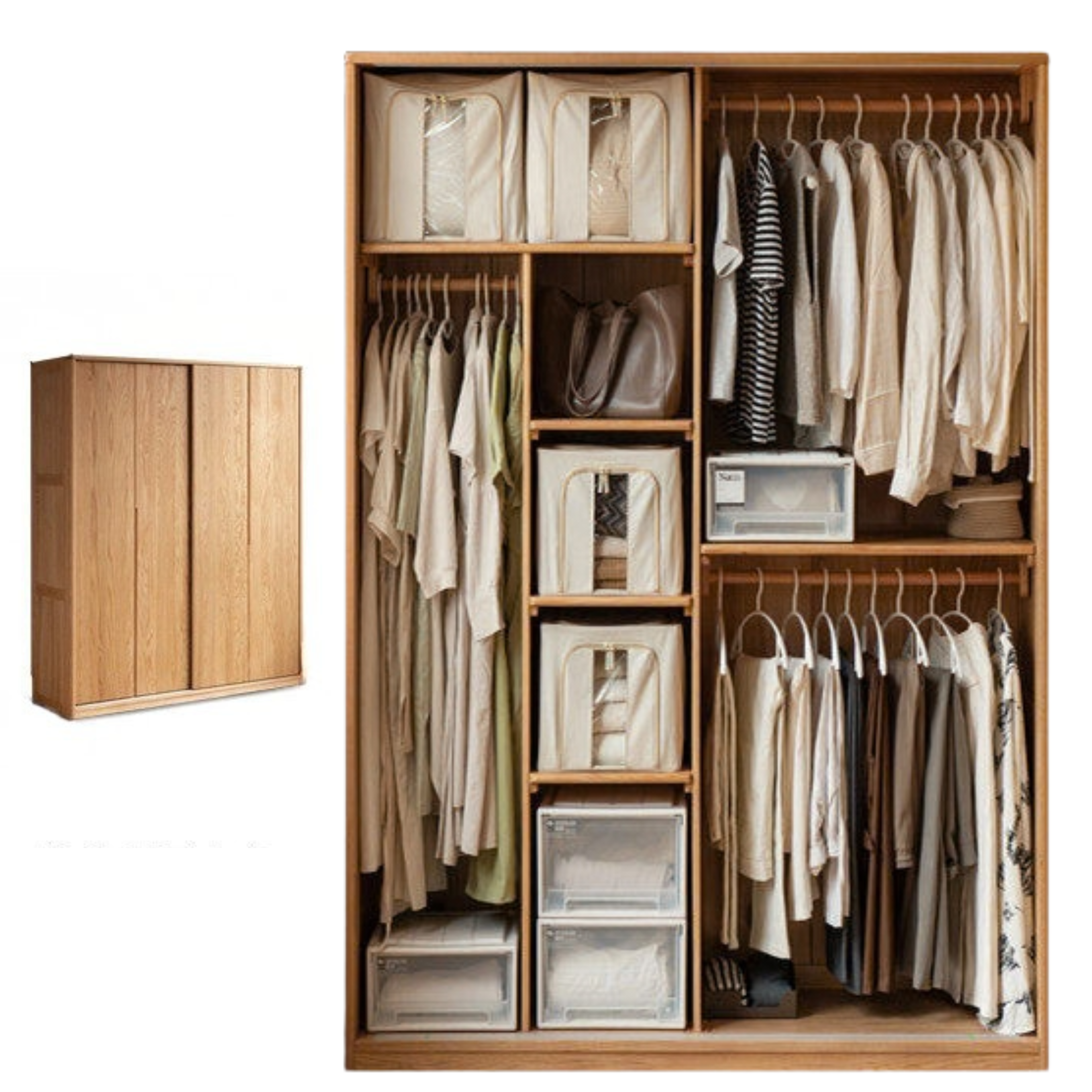 Oak Solid Wood Wardrobe Sliding Door.