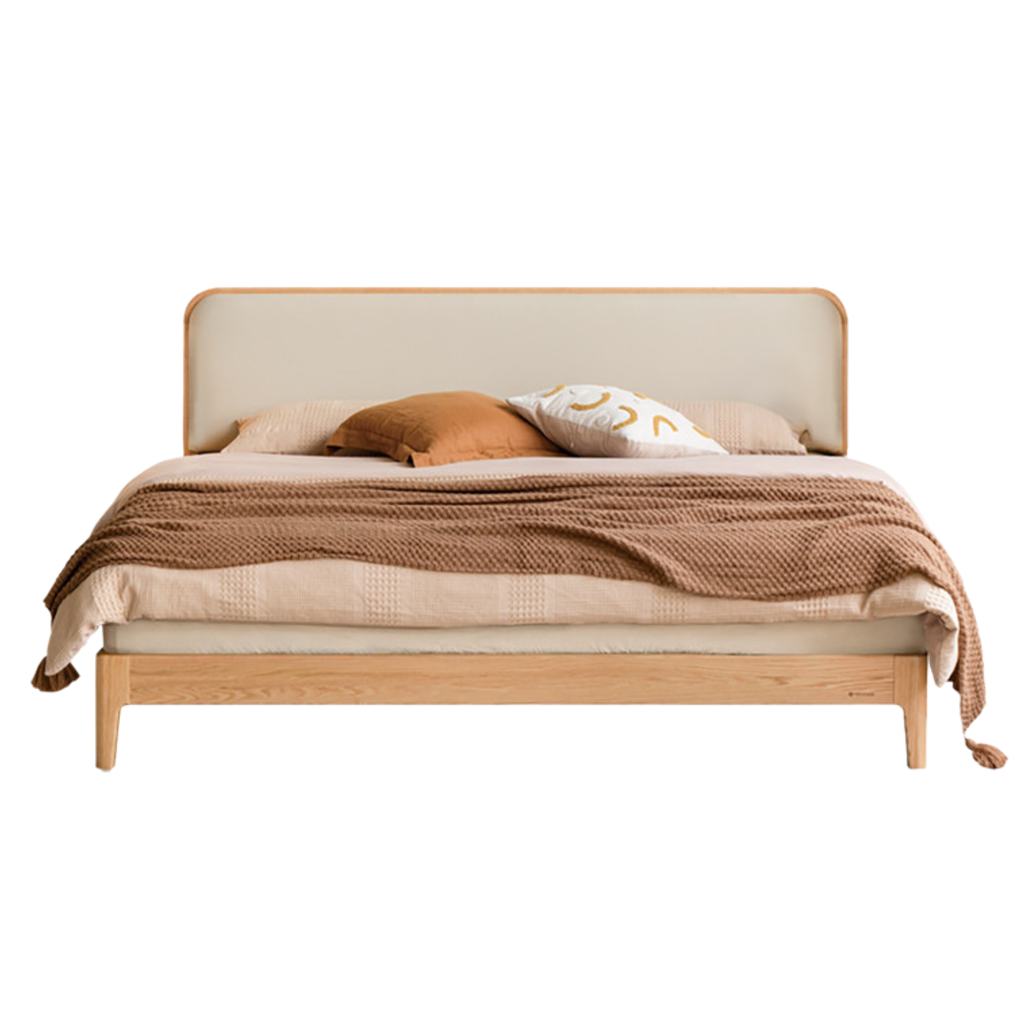 Cherry Solid Wood Technology Fabric Soft Modern Bed