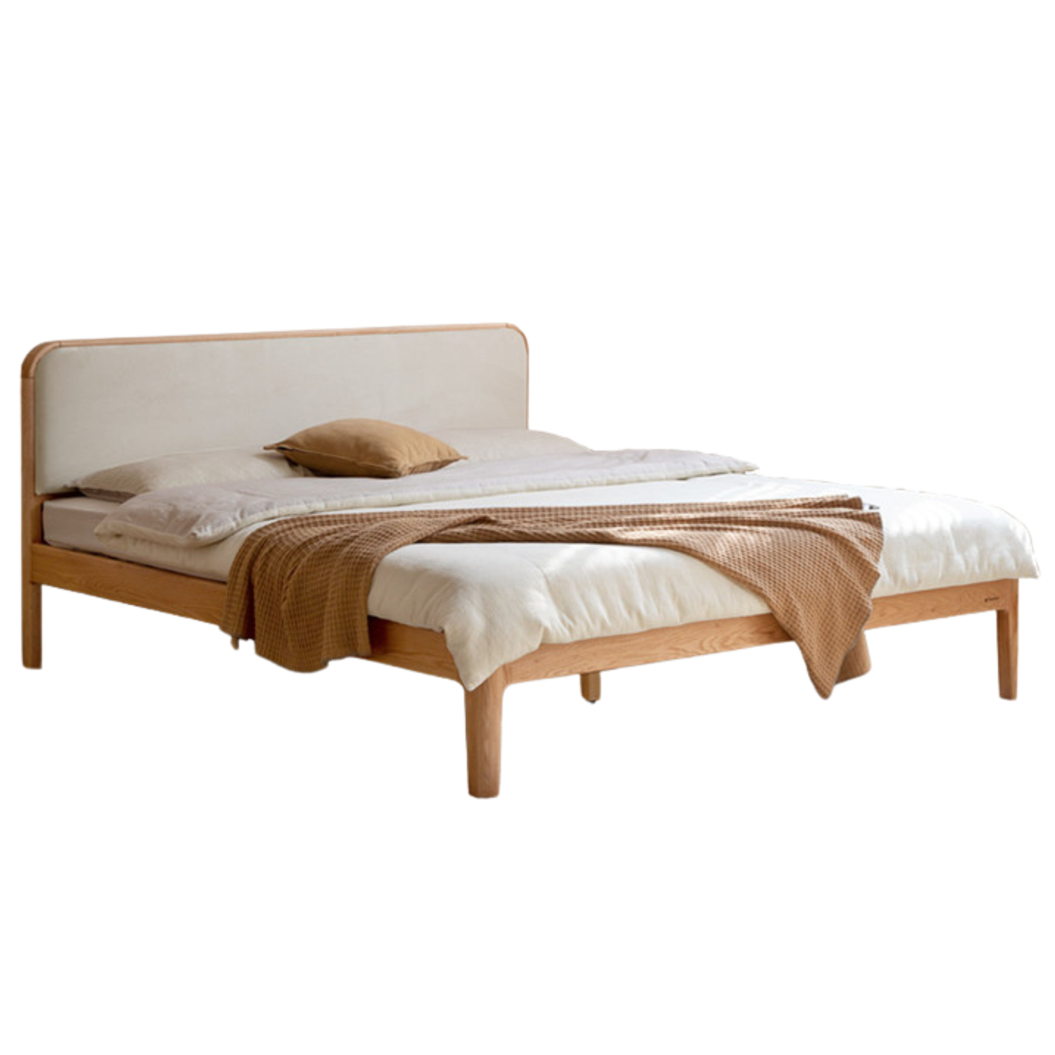 Cherry Solid Wood Technology Fabric Soft Modern Bed