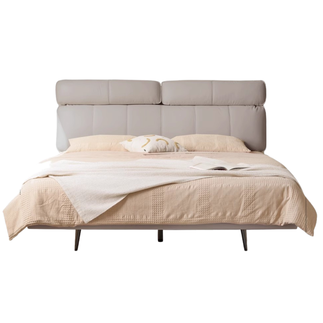 Genuine Leather Bed Milk Suspended Bed Head Layer Cowhide Wedding Bed