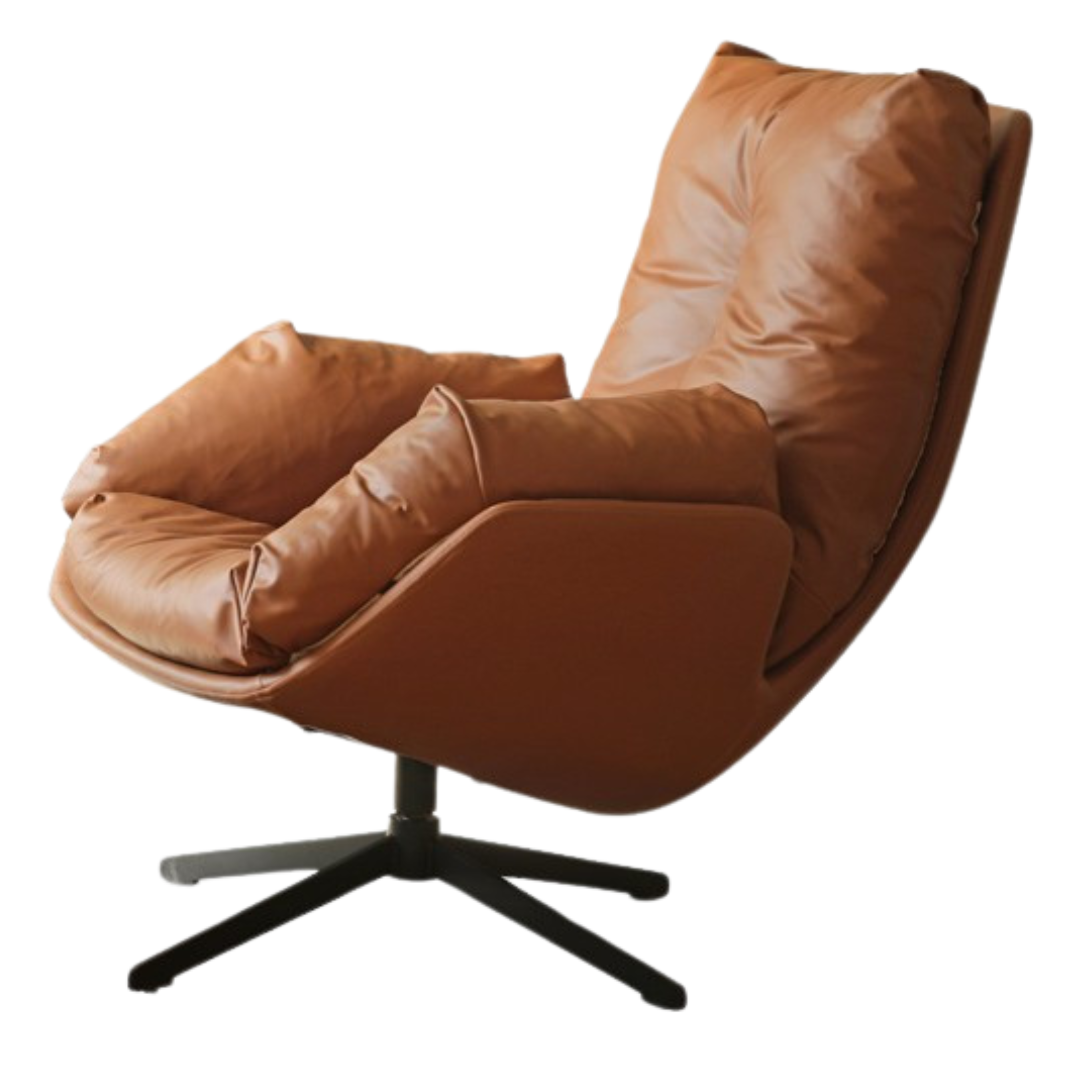 Organic Leather Swivel Sofa Chair Italian Light Luxury.