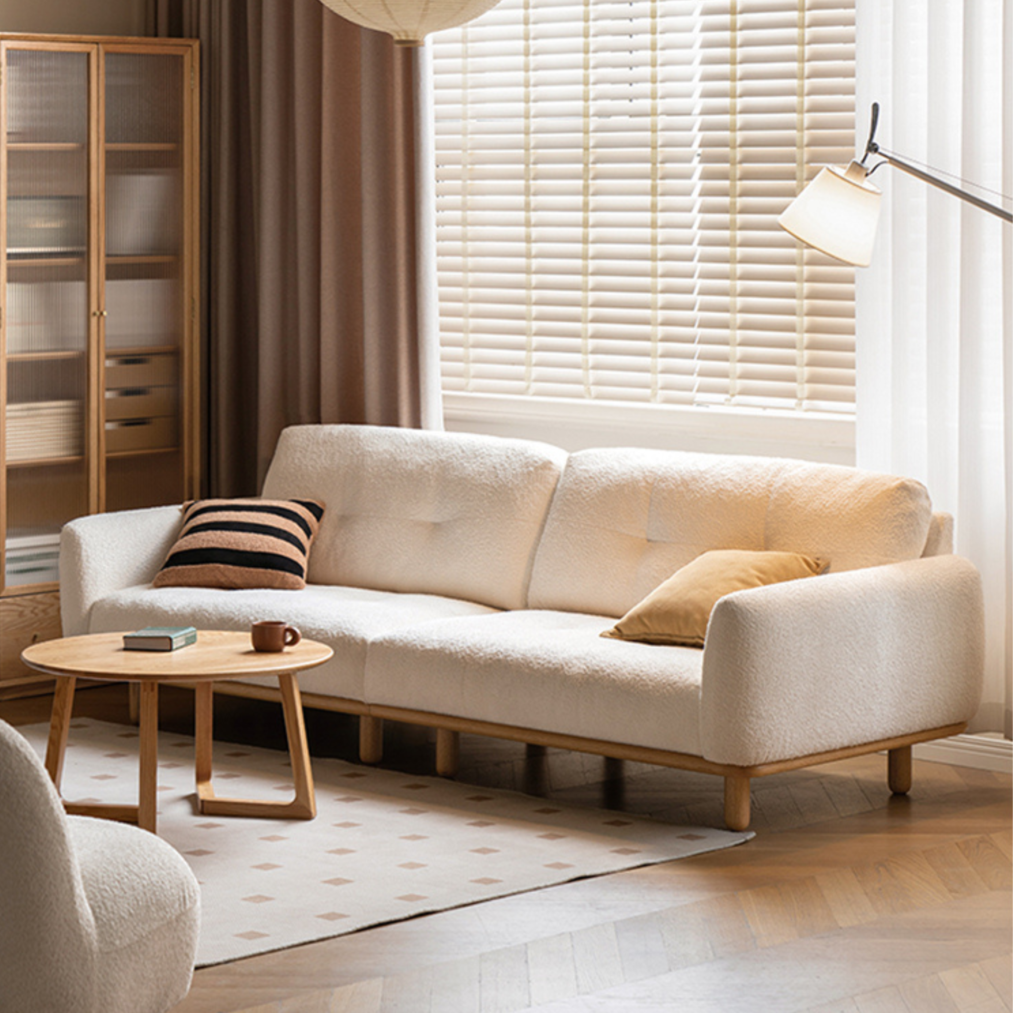 Fabric Lambskin White Sofa.