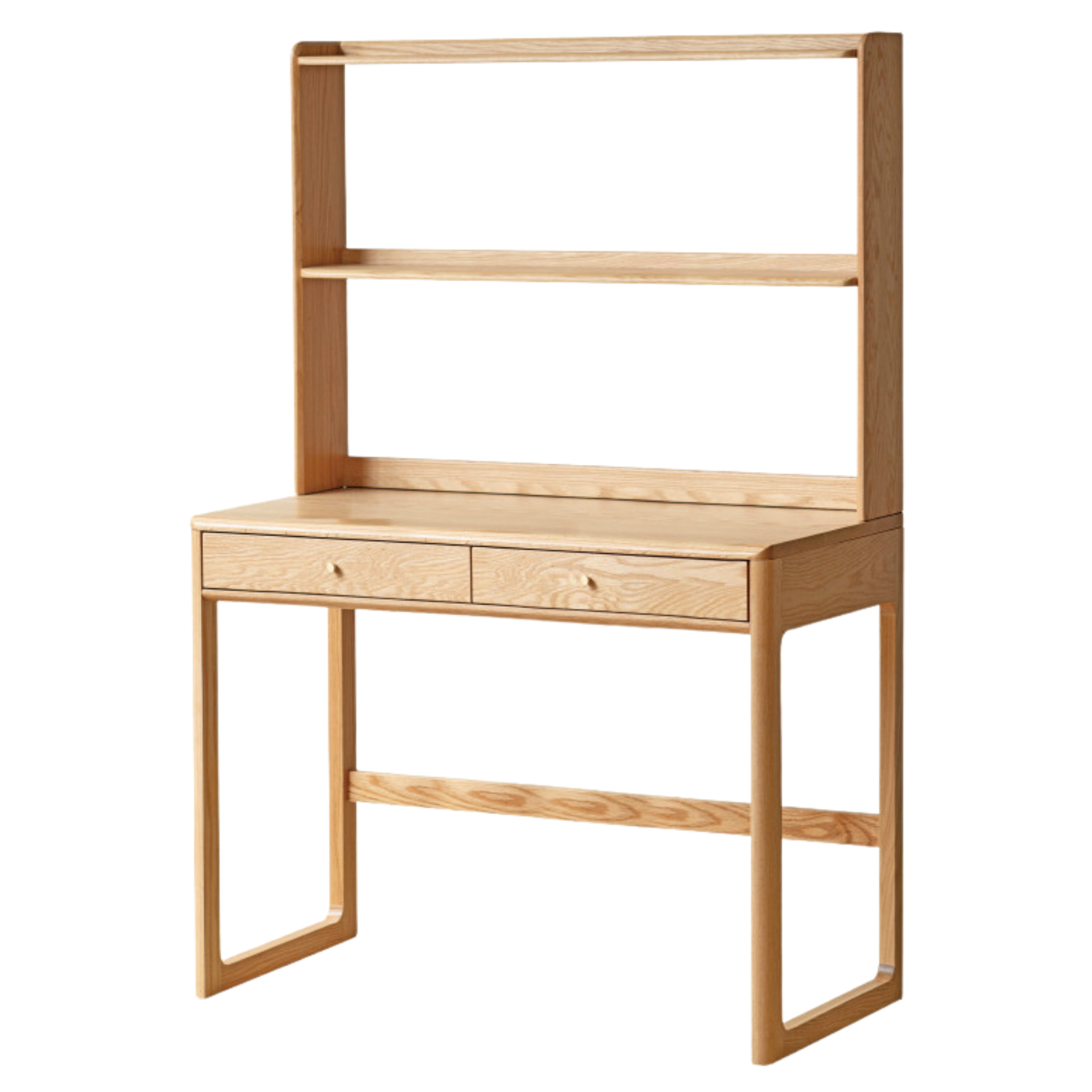 Oak Solid Wood Desk Bookshelf