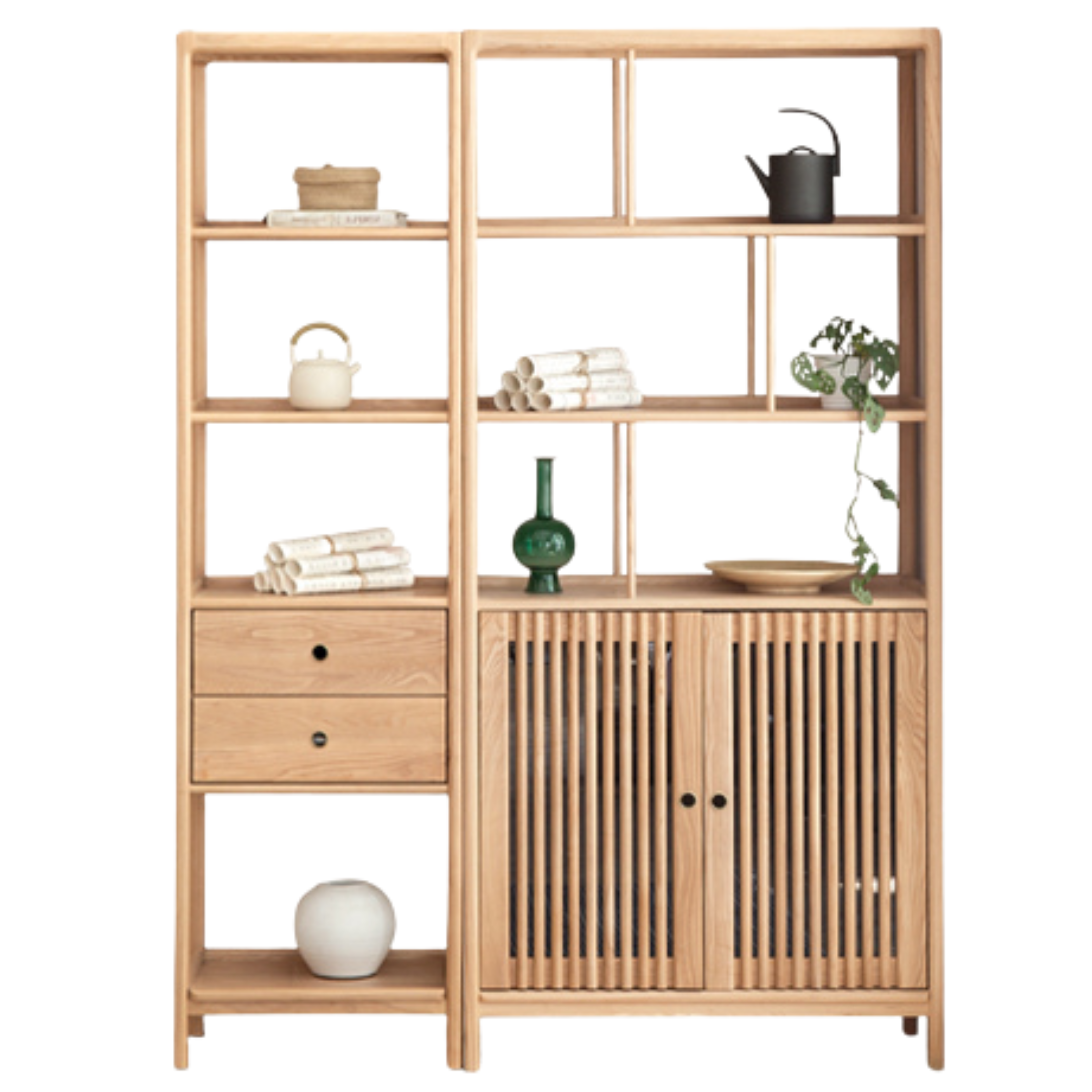 Ash Solid Wood Bookshelf Combined Bookcase Display Cabinet Wall Shelf