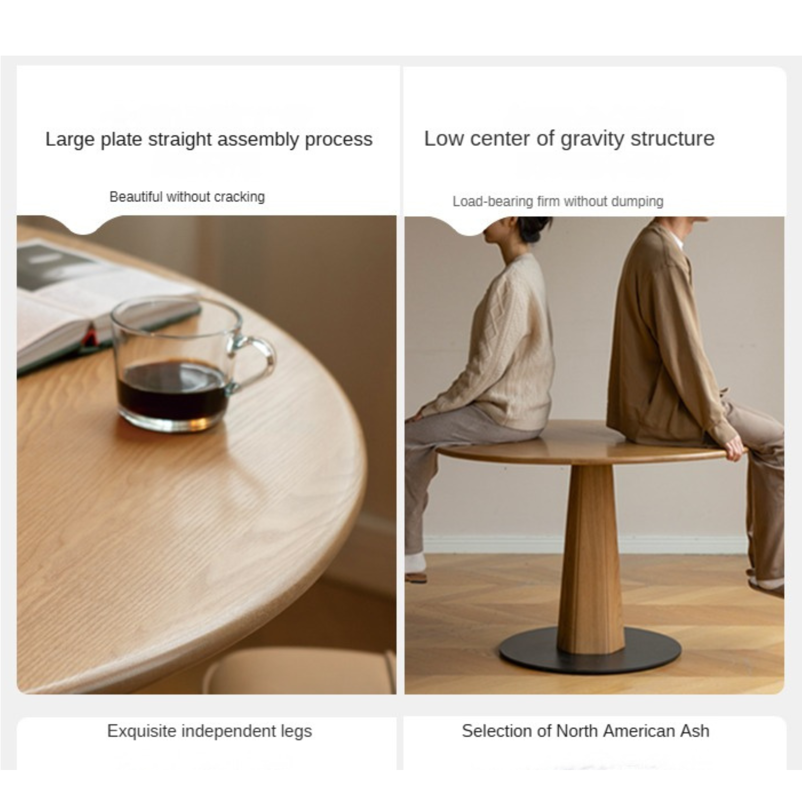 Ash Solid Wood Nordic Dining Round Table