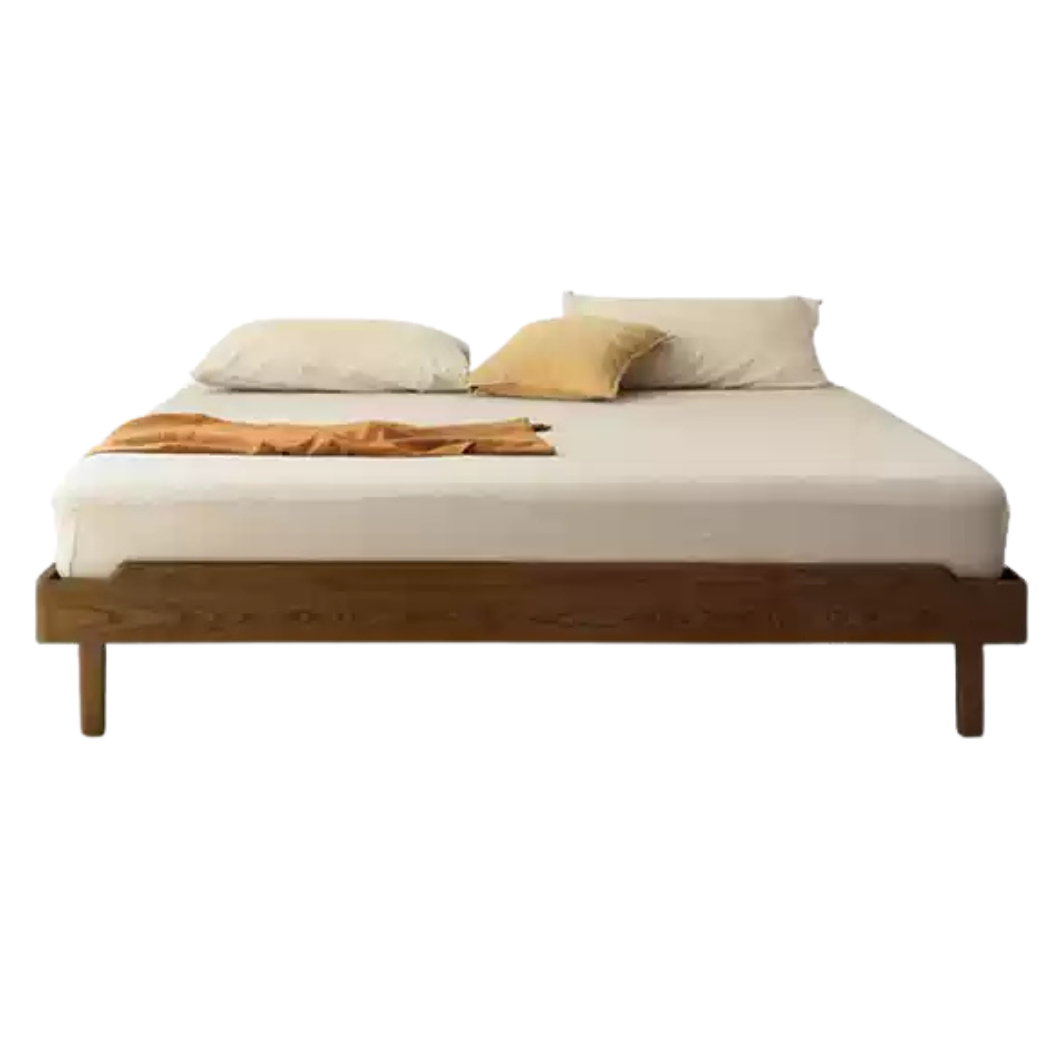 Ash Solid Wood Platform Bed, Headboard-Free Bed