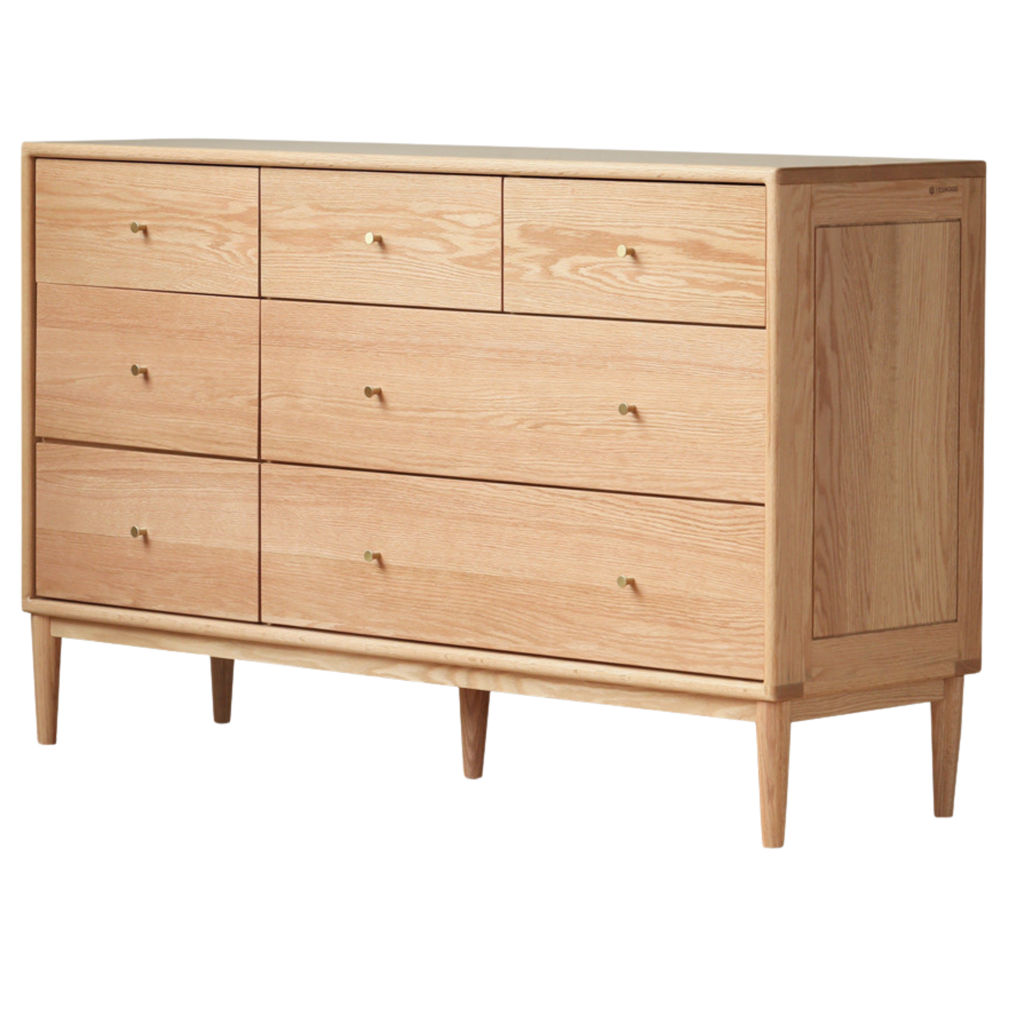 Oak Solid Wood, Solid RubberWood Nordic Chest of Drawers