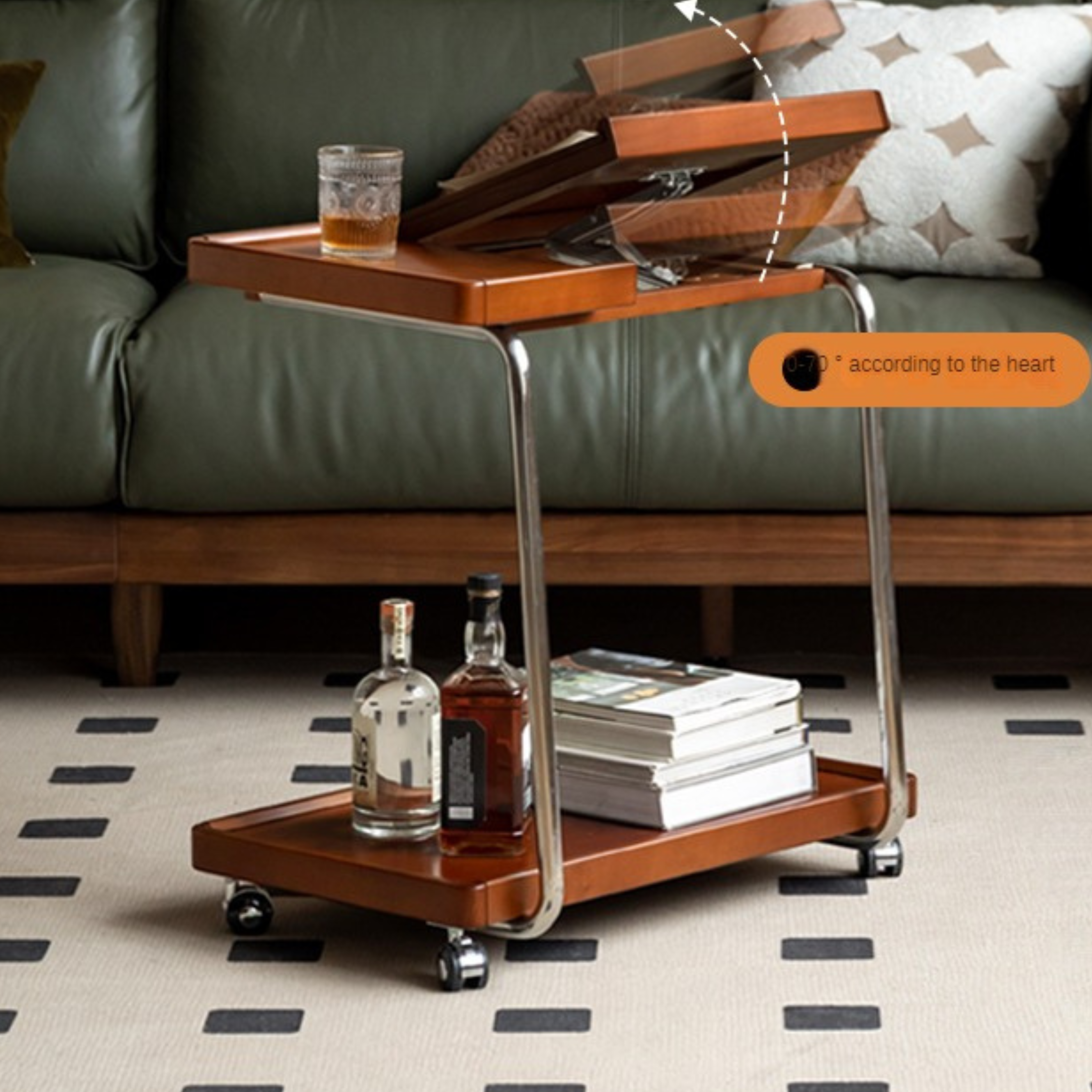 Poplar, Cherry, Black Walnut, Oak Solid Wood Mobile Side Table