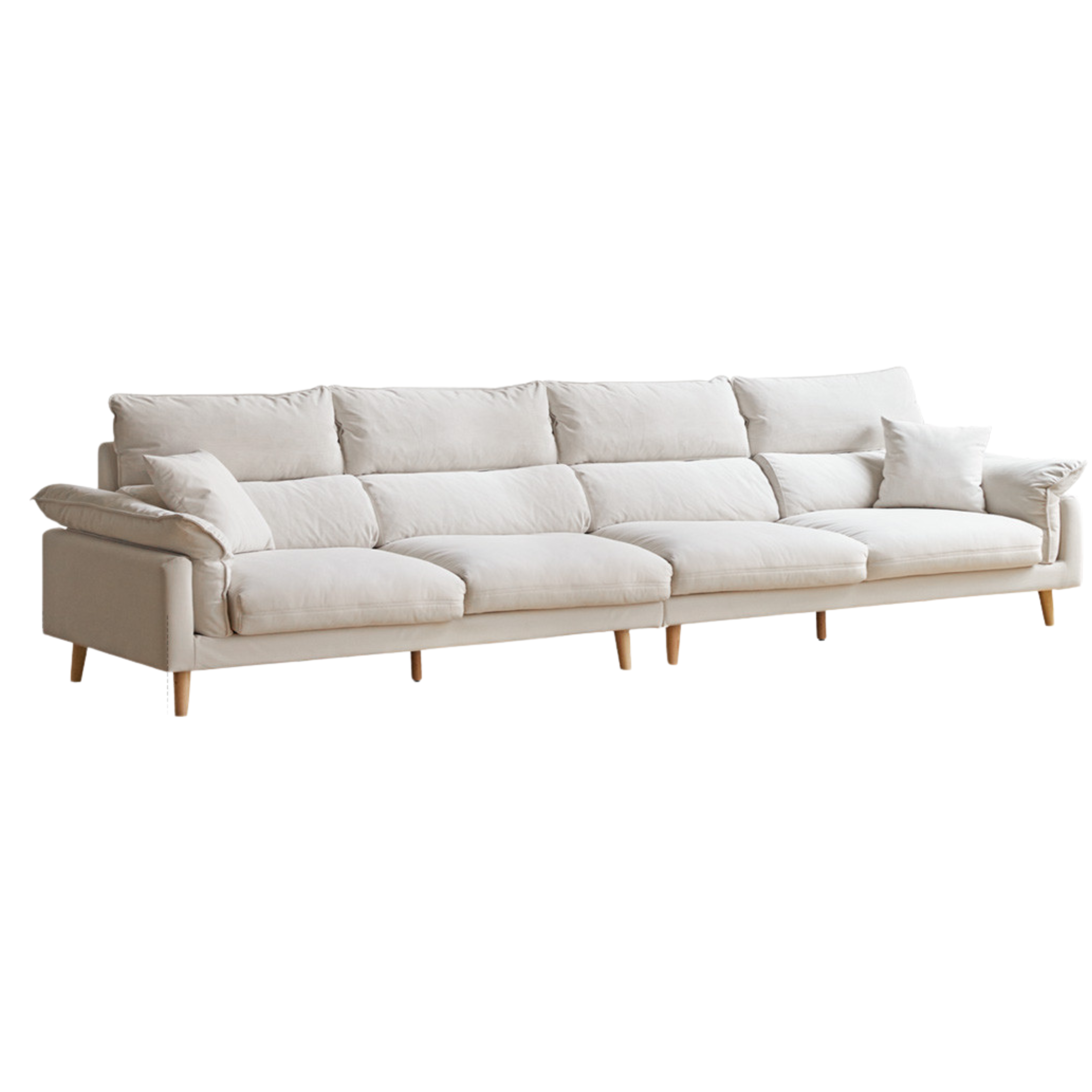Fabric, Leather Modern White Down Sofa.