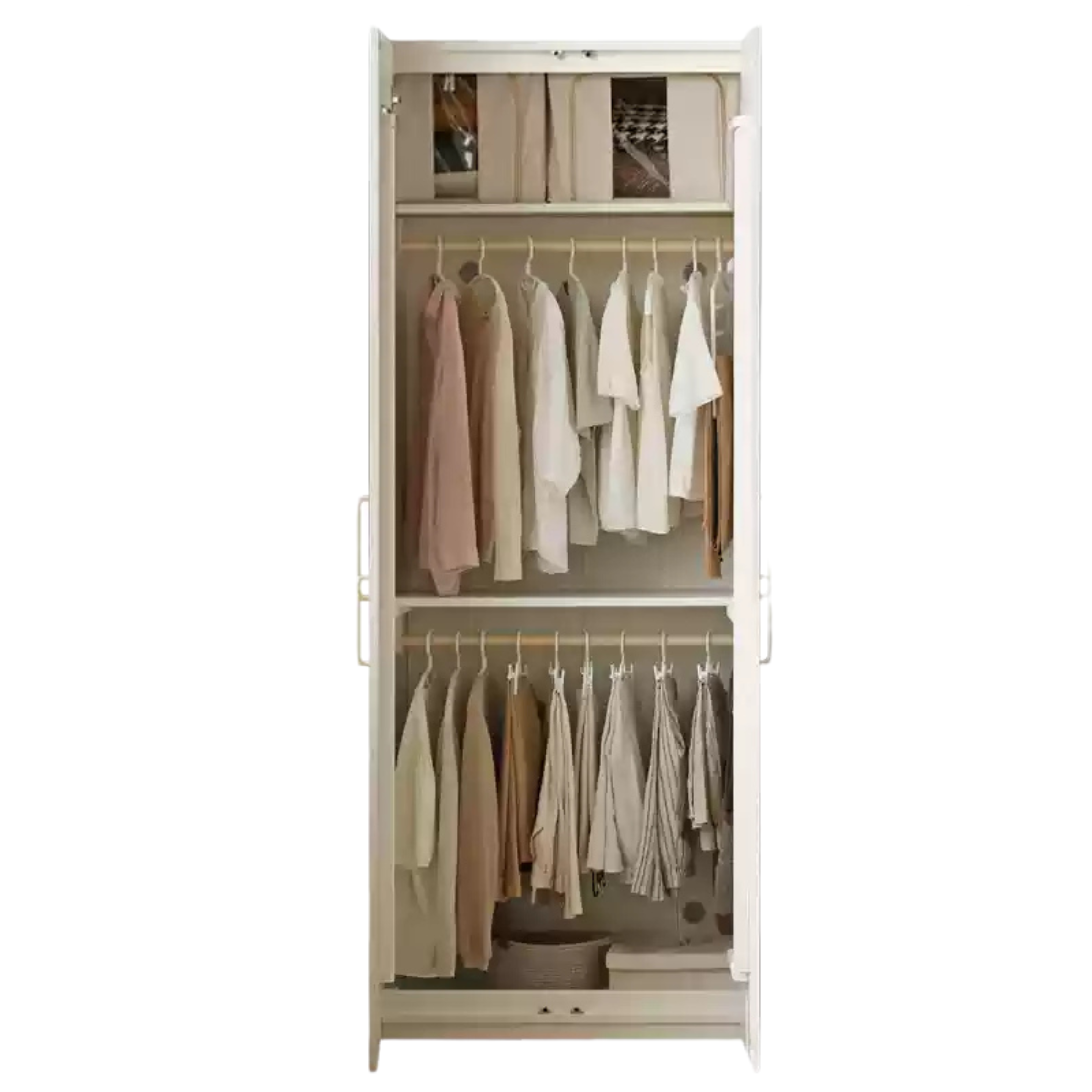 Pine Solid Wood Wardrobe French Cream Style.
