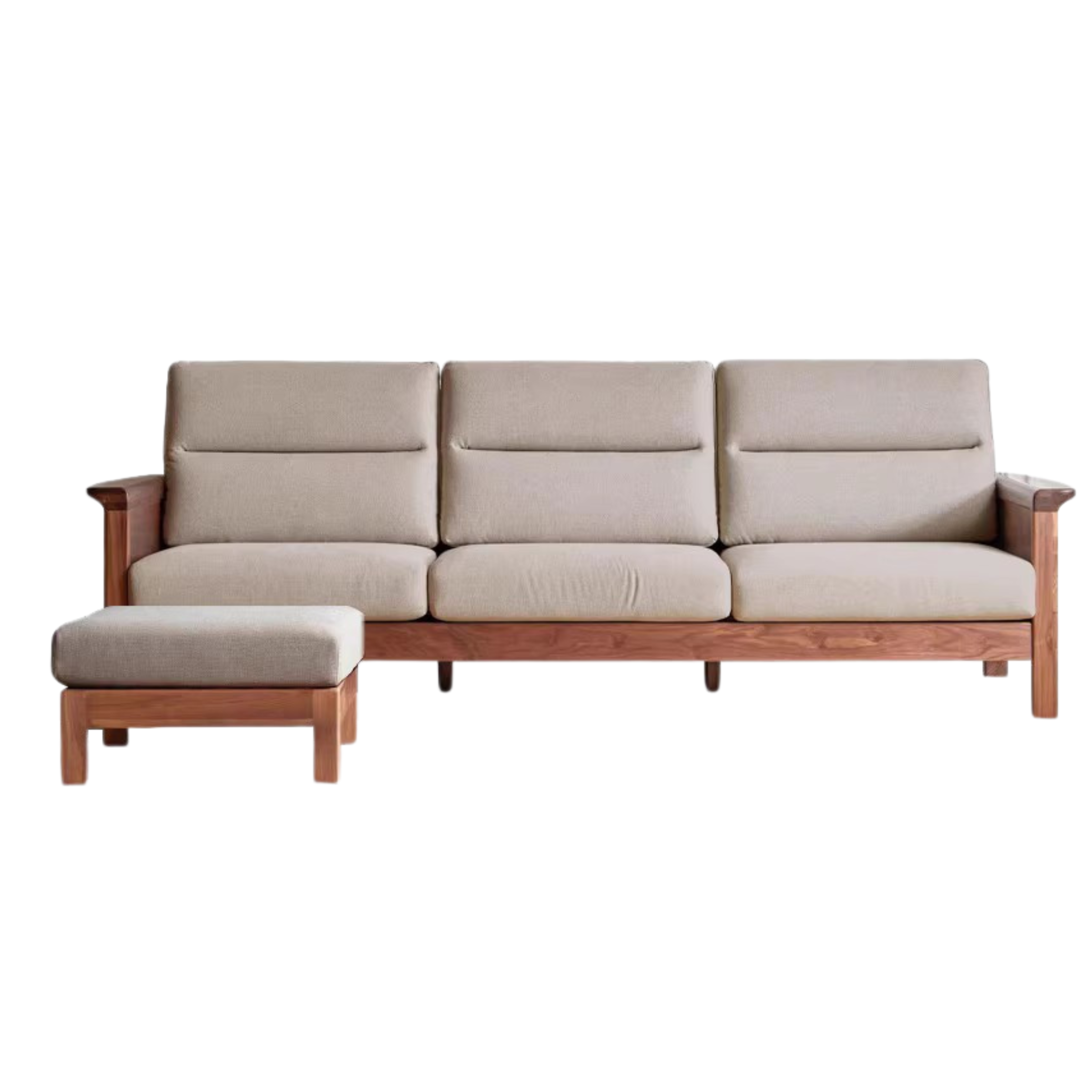 Sandalwood, Black Walnut Solid Wood Fabric Sofa.