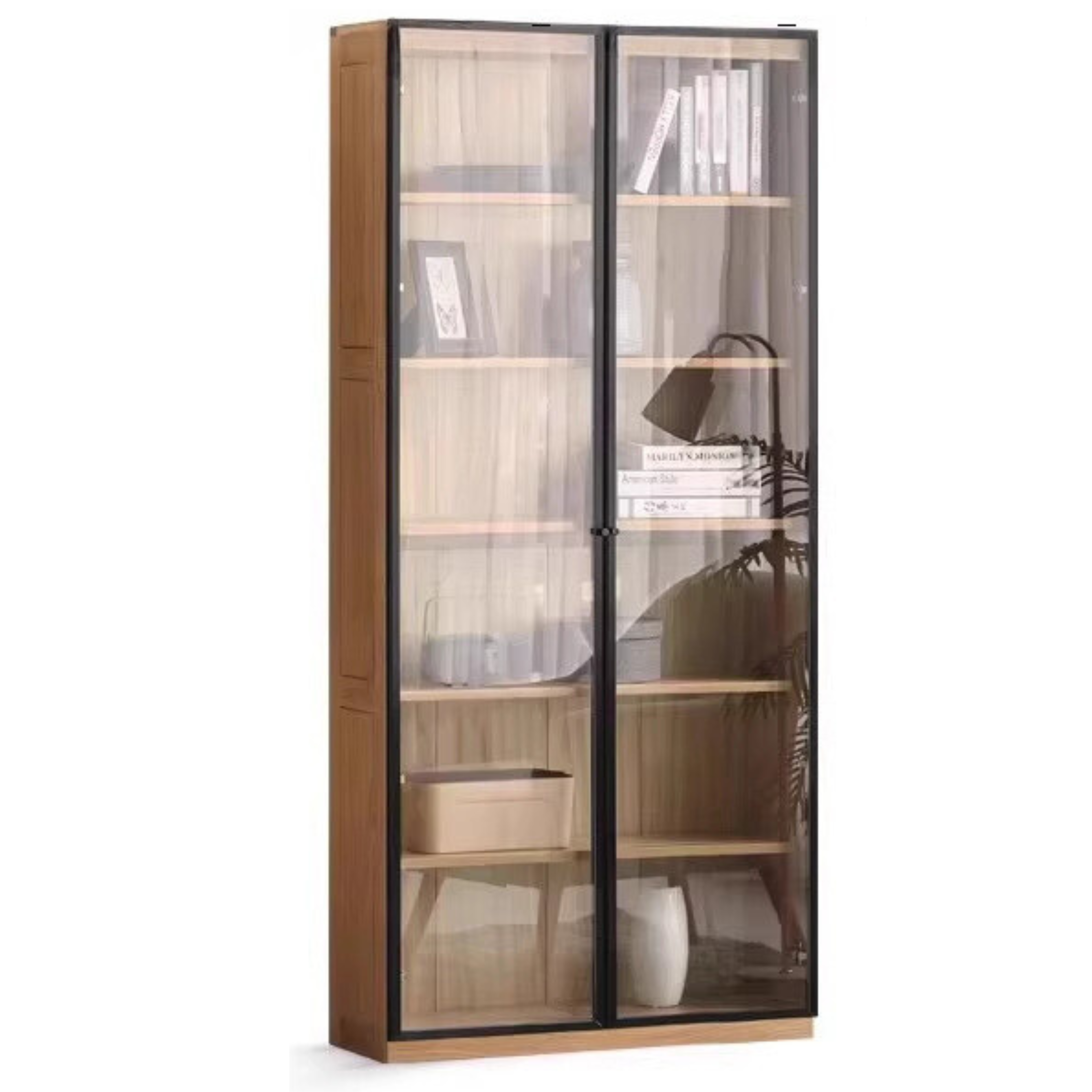 Oak, Solid Rubberwood Bookshelf, Bookcase