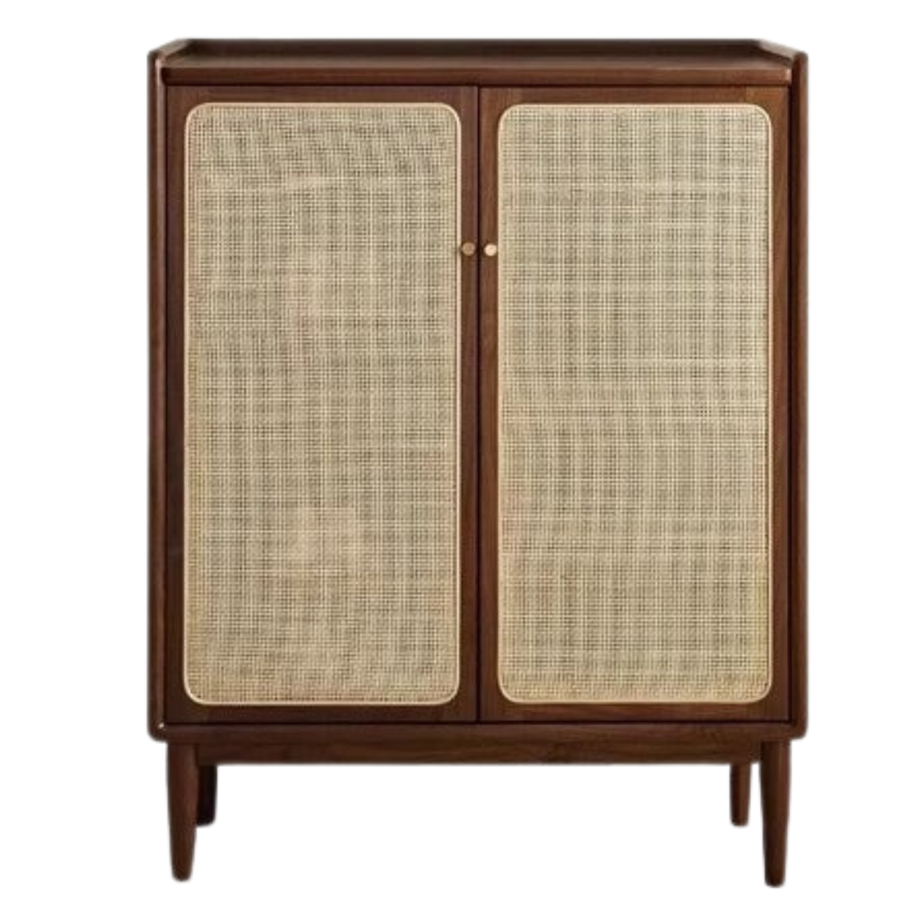 Black Walnut, Oak, South American Walnut Solid Wood Rattan Shoe Cabinet