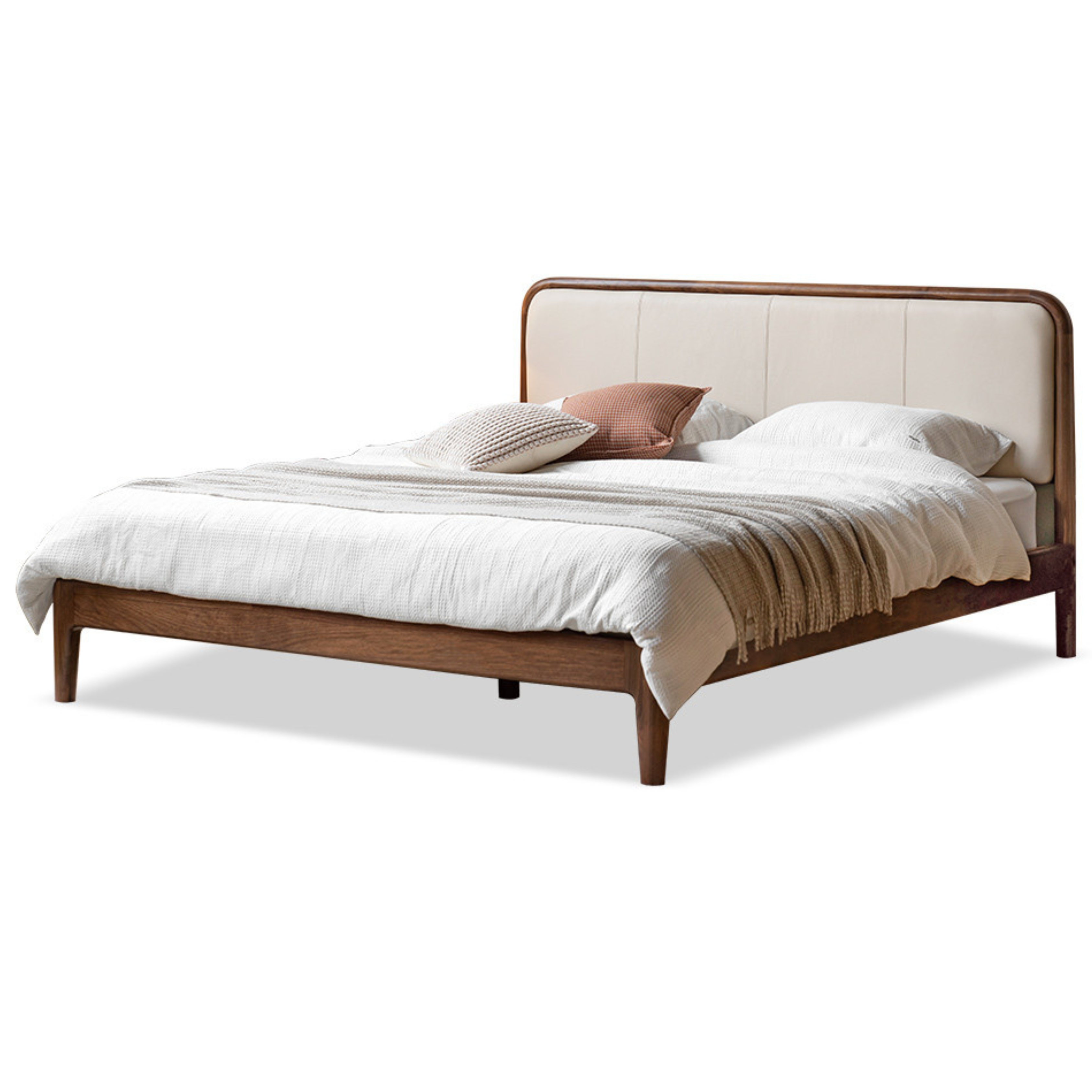 Black Walnut,Cherry Wood Cowhide Leather,Technical Cloth Bed