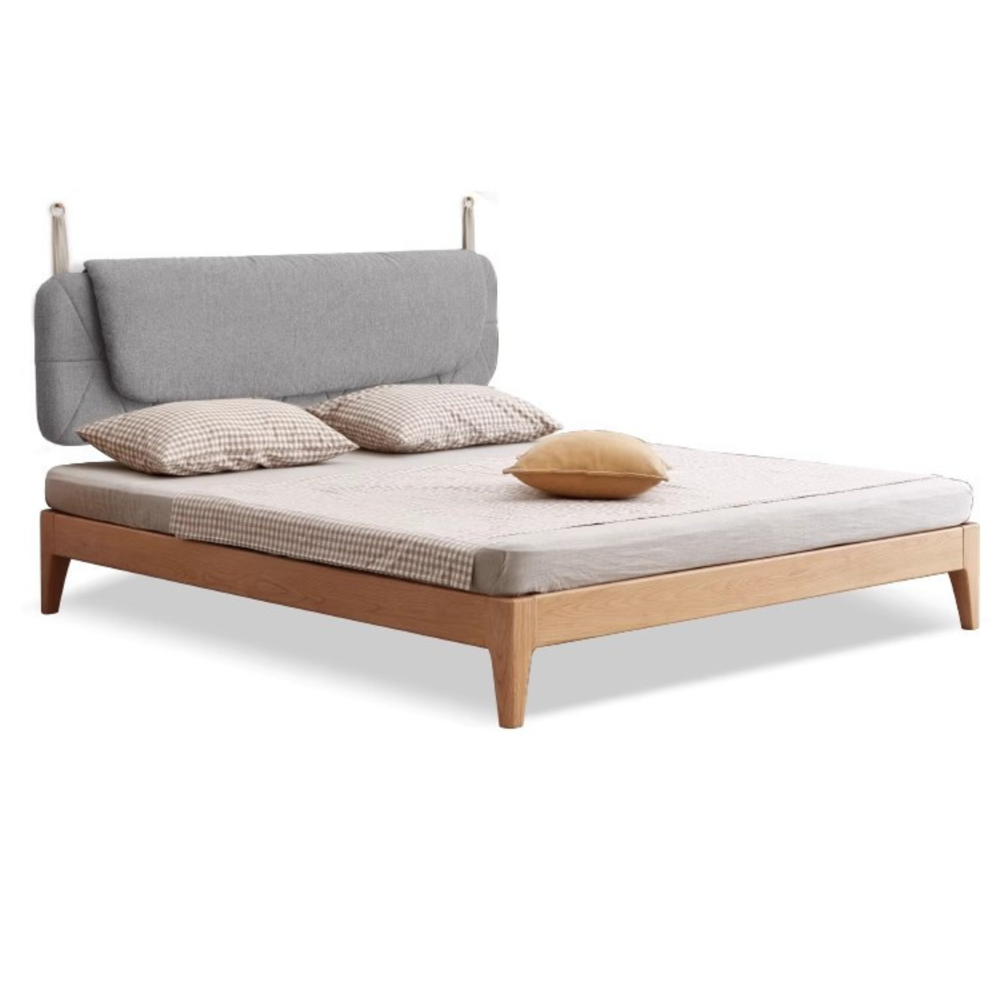 Oak, Ash Solid Wood Platform Bed, Headboard-Free Bed Modern Minimalist