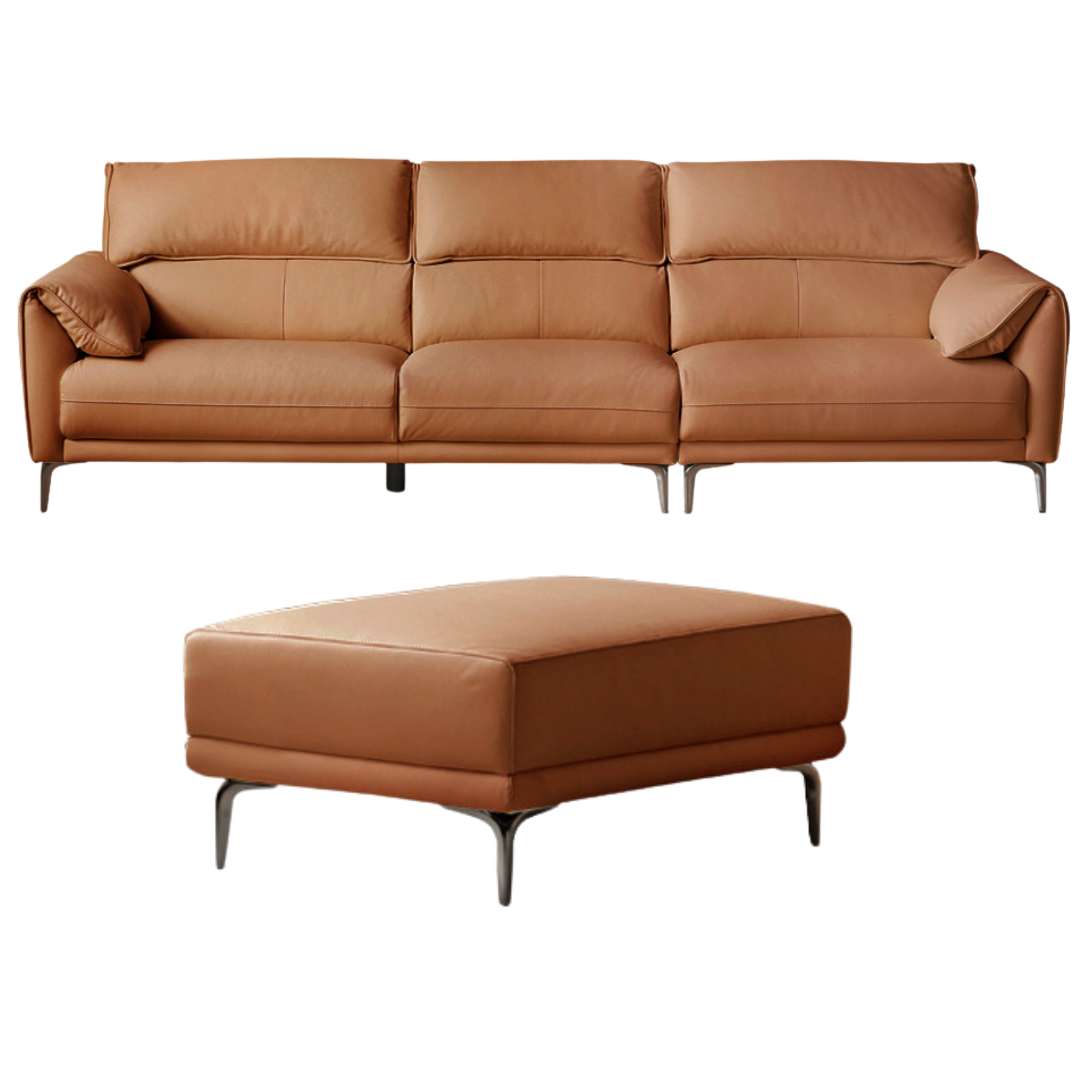 First Layer Cowhide Leather Goose Down Sofa.