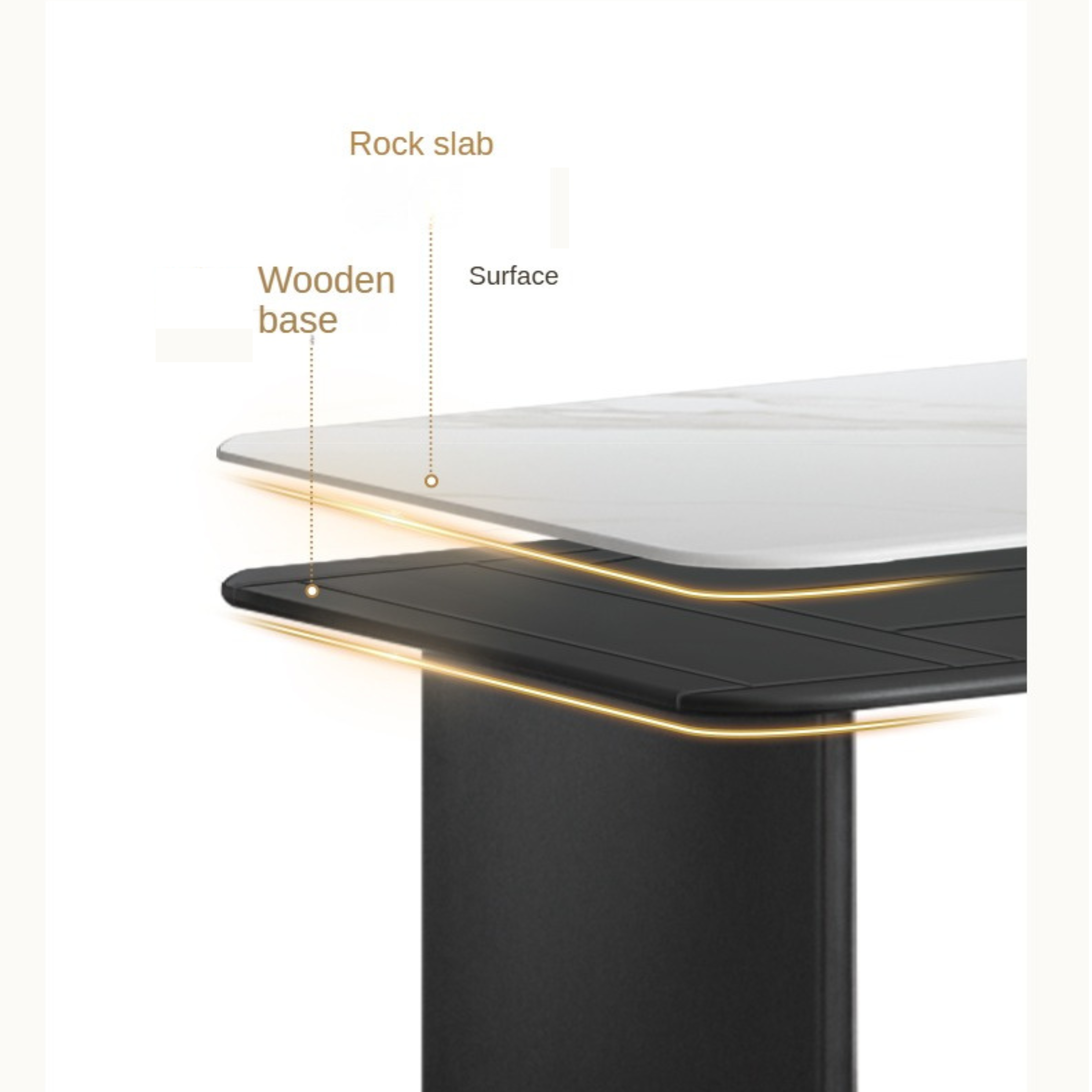 Wrought Iron Rock Slab Dining Table With Metal Leg