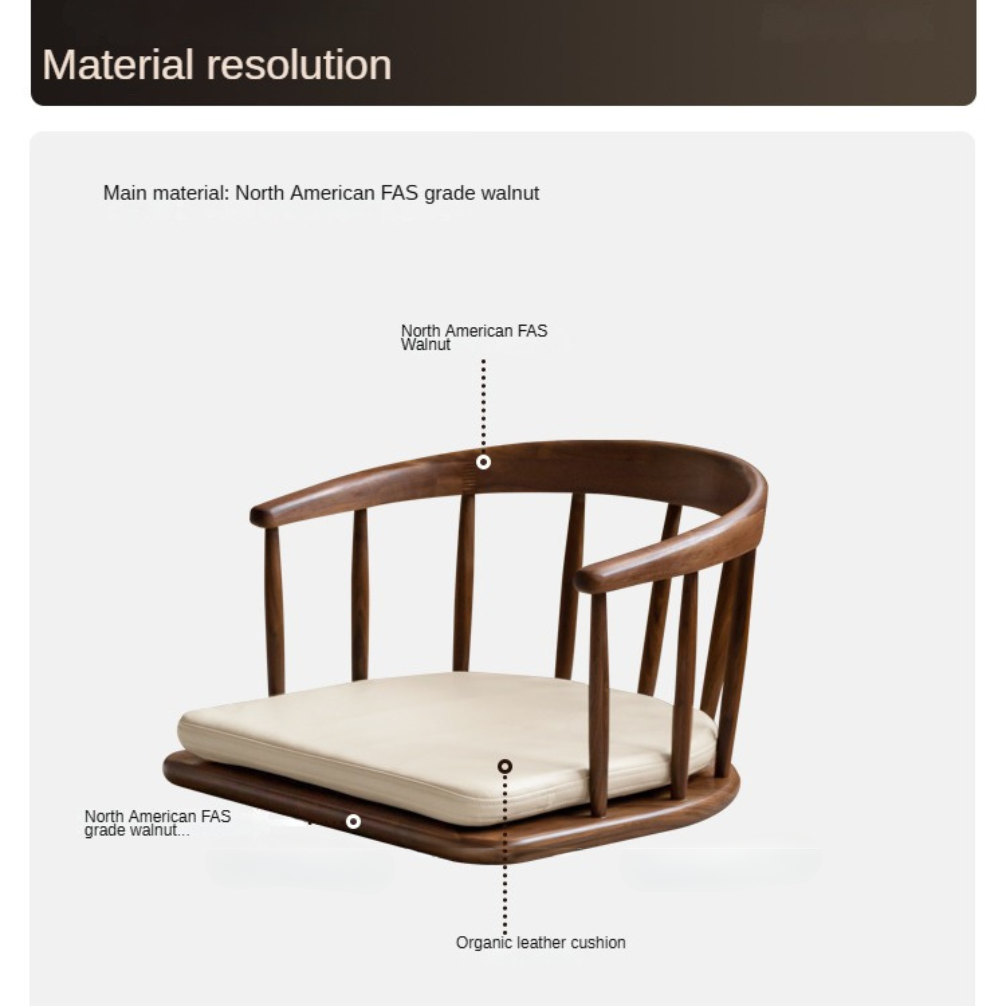 Black Walnut Solid Wood Tea Chair