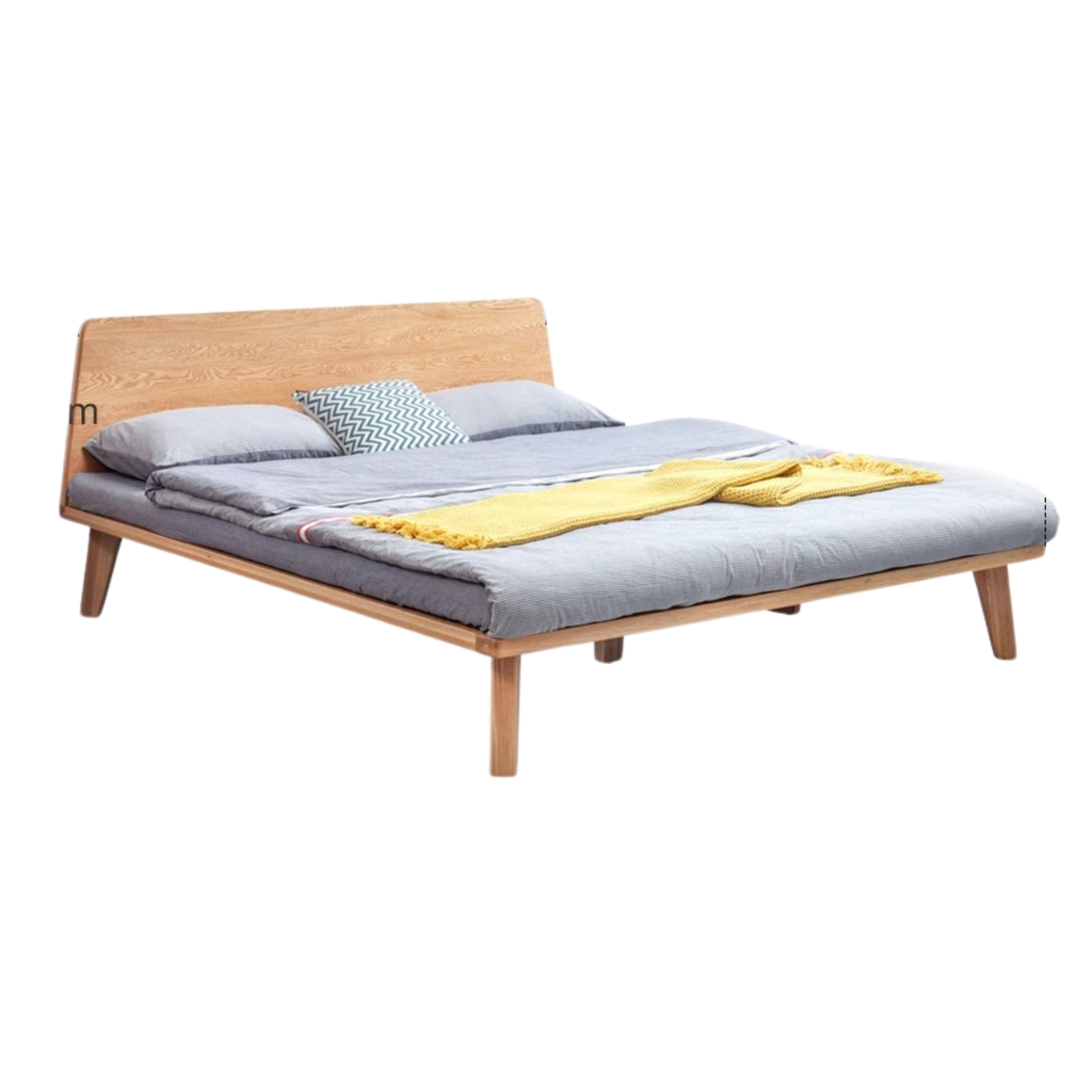 Oak solid wood platform bed, headboard-free bed