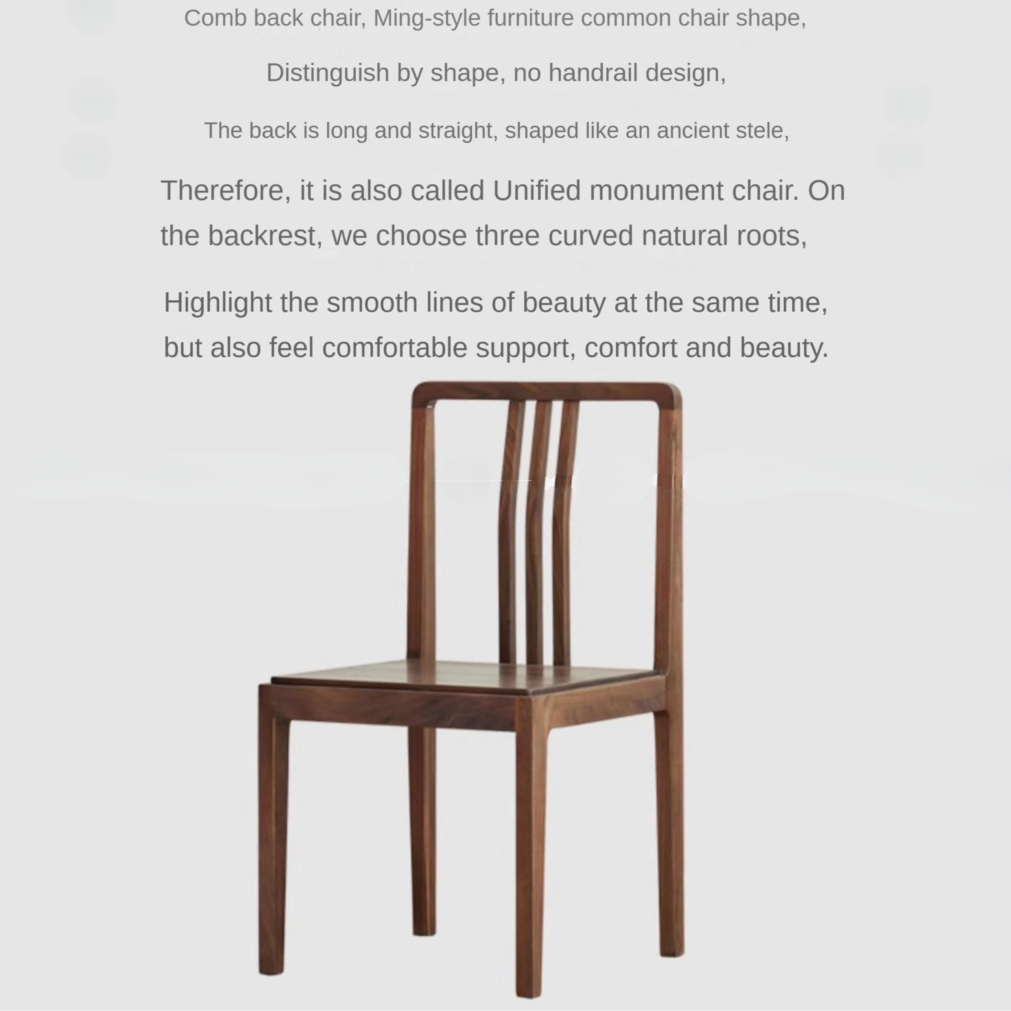 Black Walnut Solid Wood Dining Chair with Backrest 4pcs