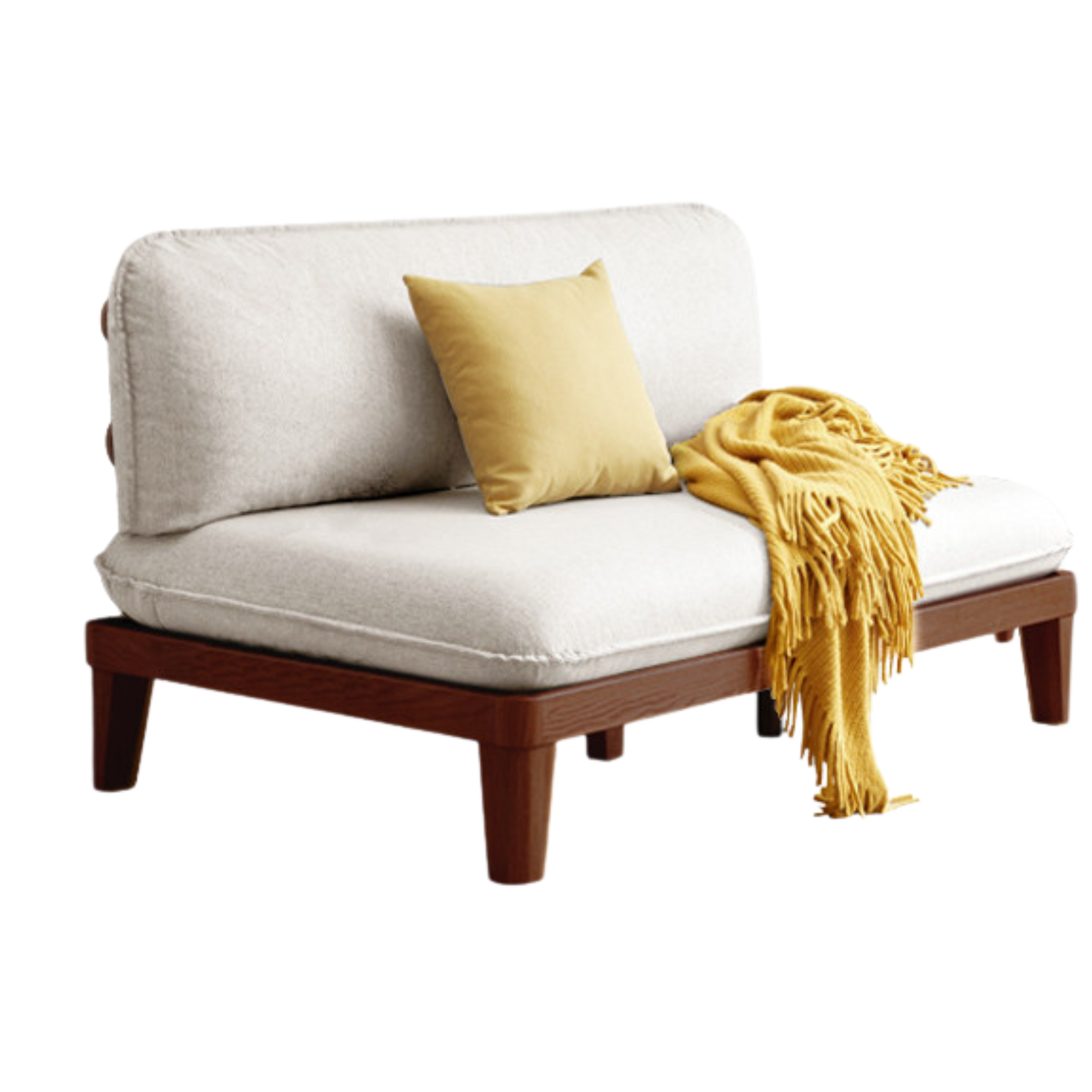 Oak Solid Wood Fabric Sofa.