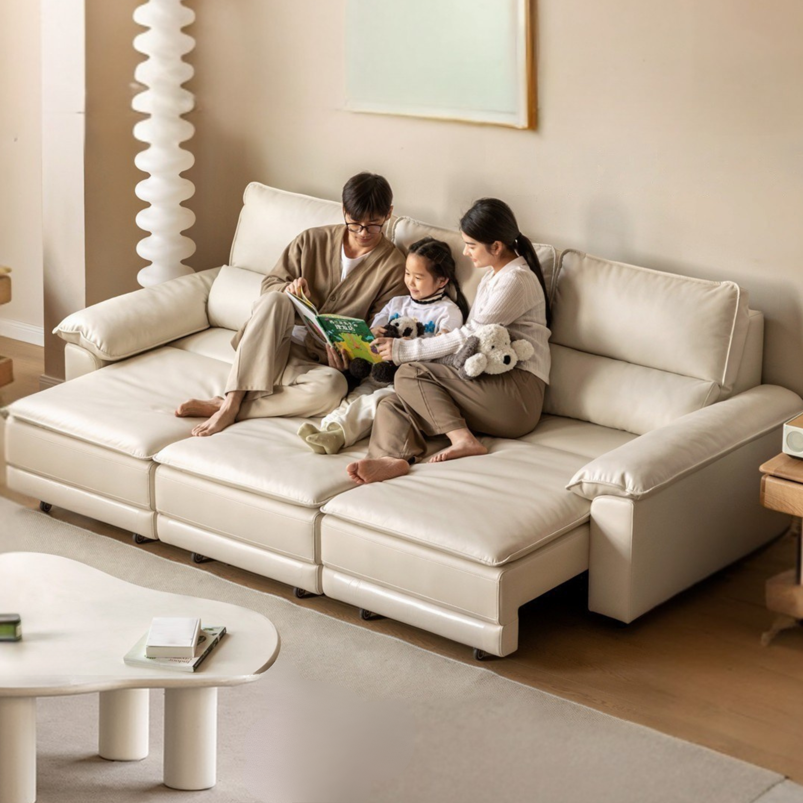 Ecological Cloud Leather Electric High Back Sofa Bed.