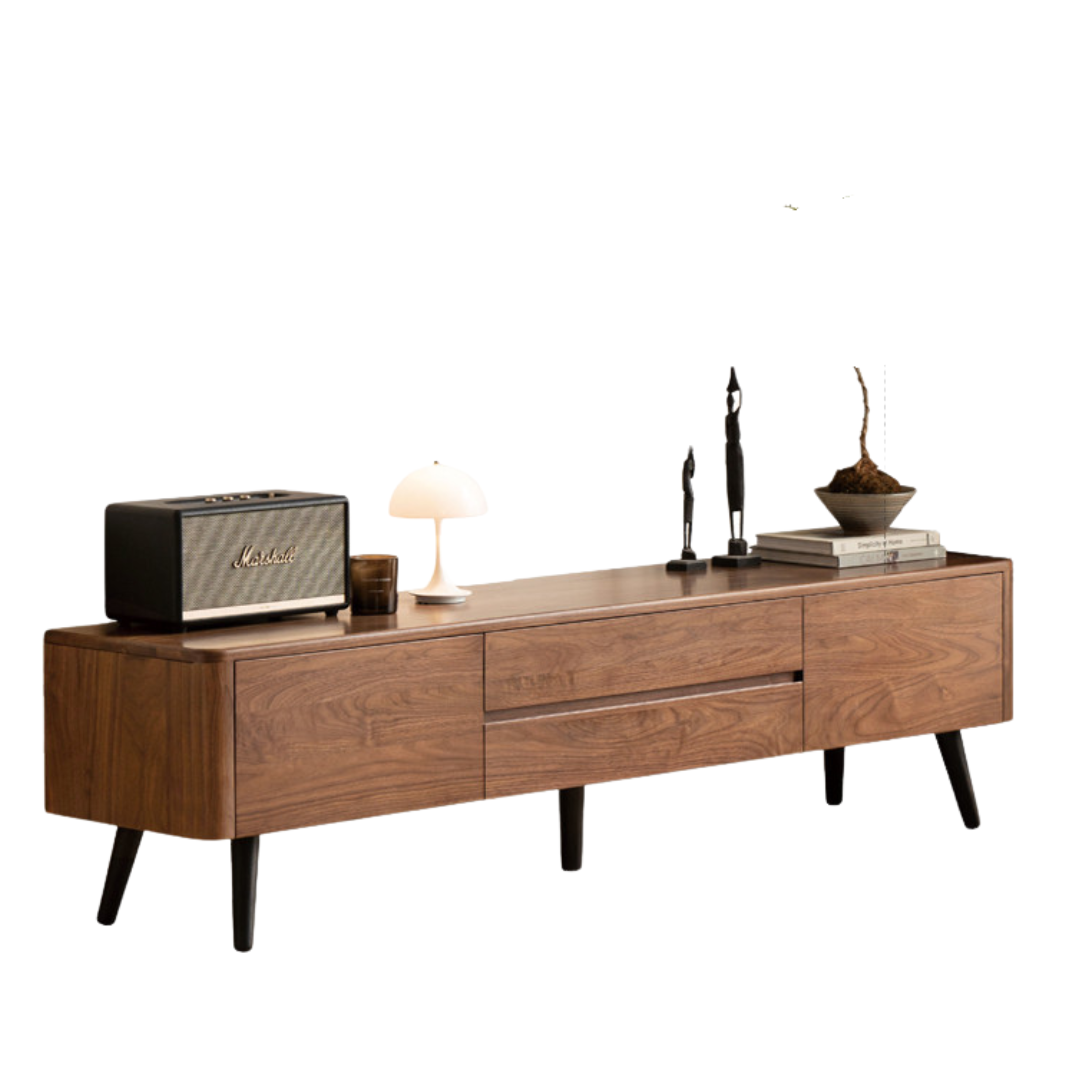 Black Walnut, Golden Sandalwood Solid Wood TV Cabinet Modern Simple.