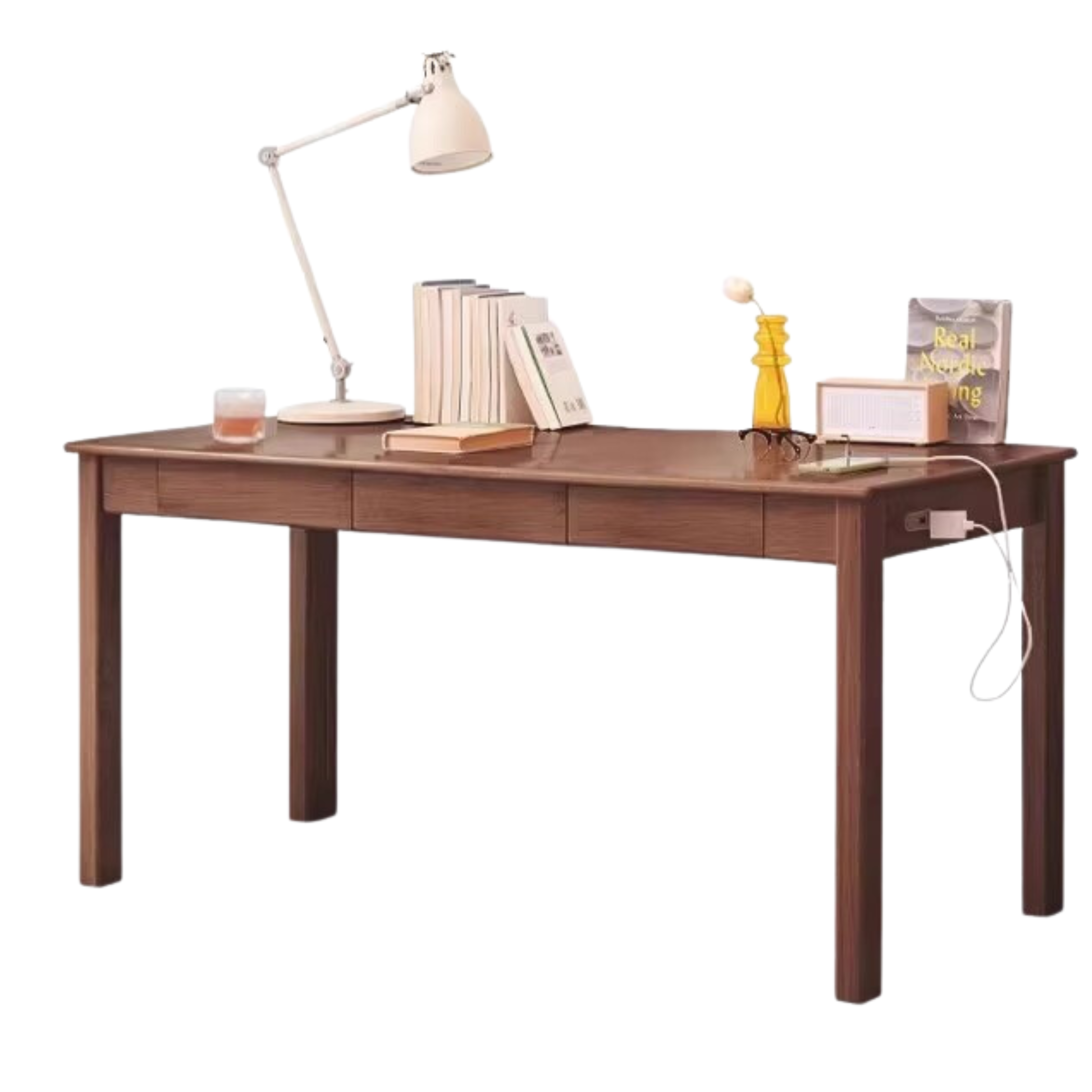 Oak, Ash Solid Wood USB Office Desk