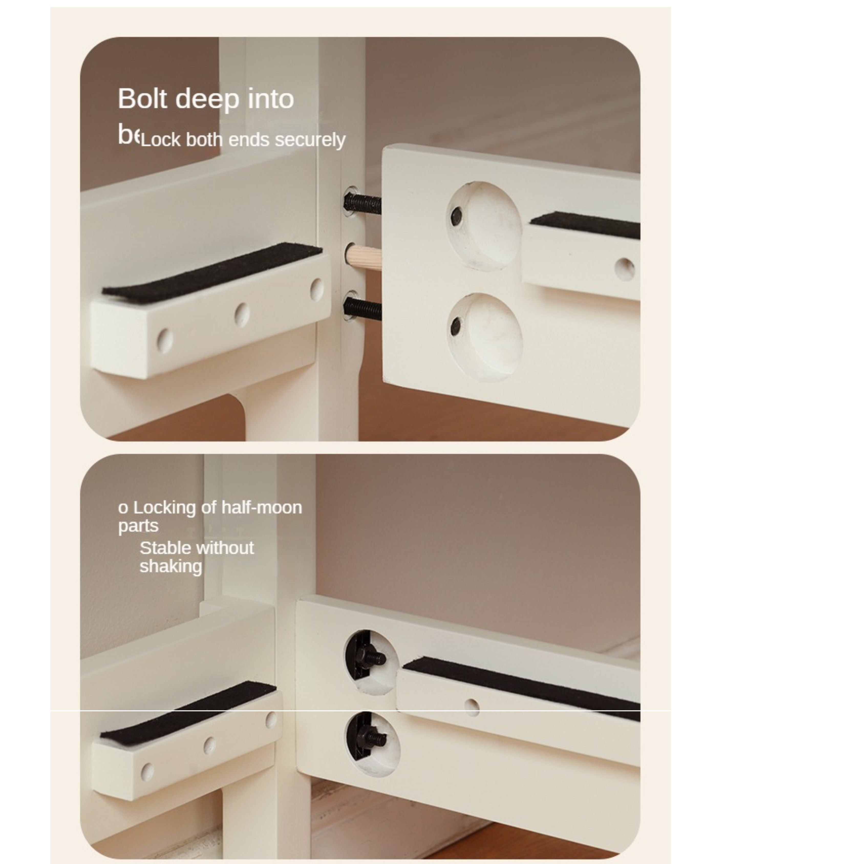 Poplar, Rubberwood Solid Wood Bed Modern Simple Cream Style