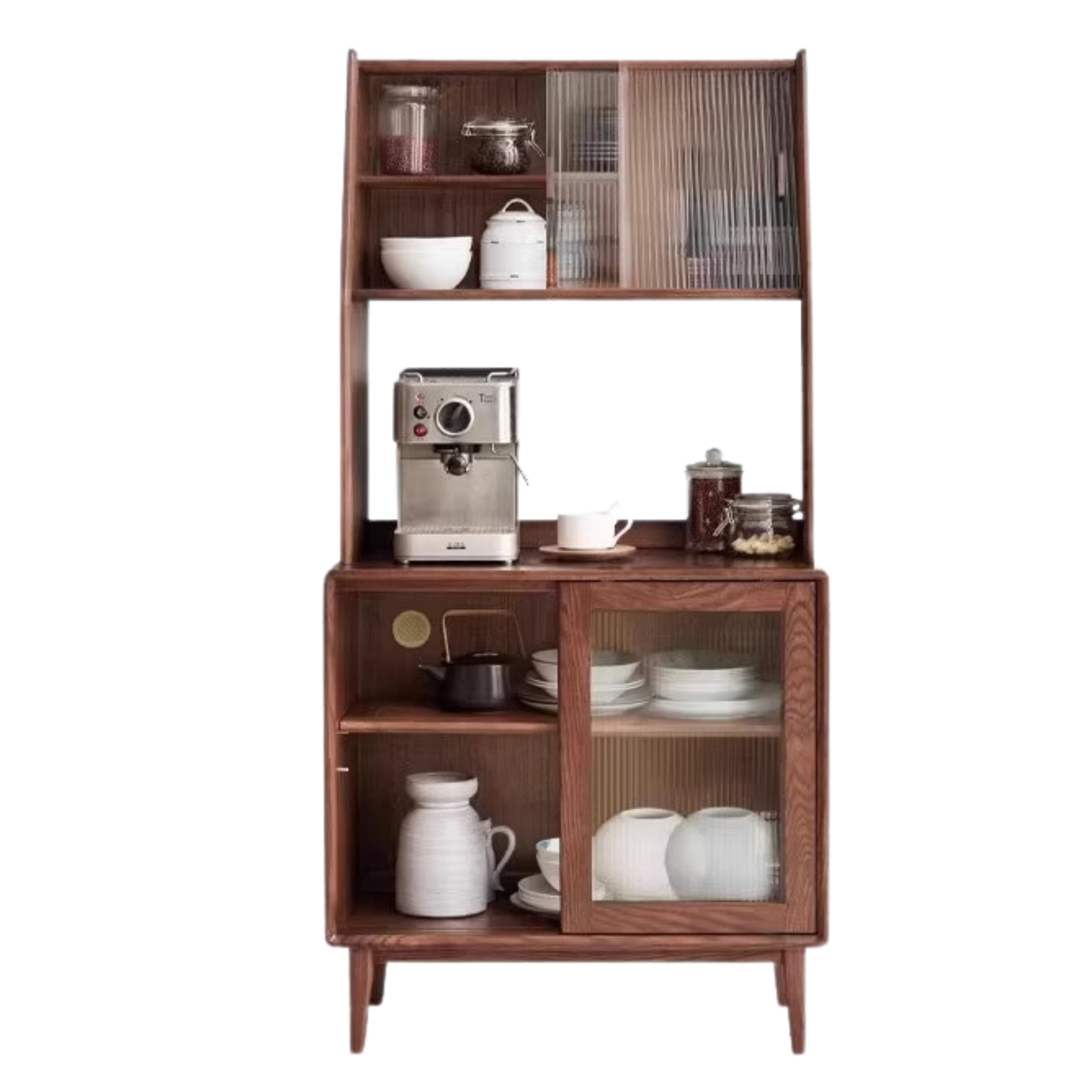 Solid Rubberwood, Oak Solid Wood Sideboard, Buffet Cabinet