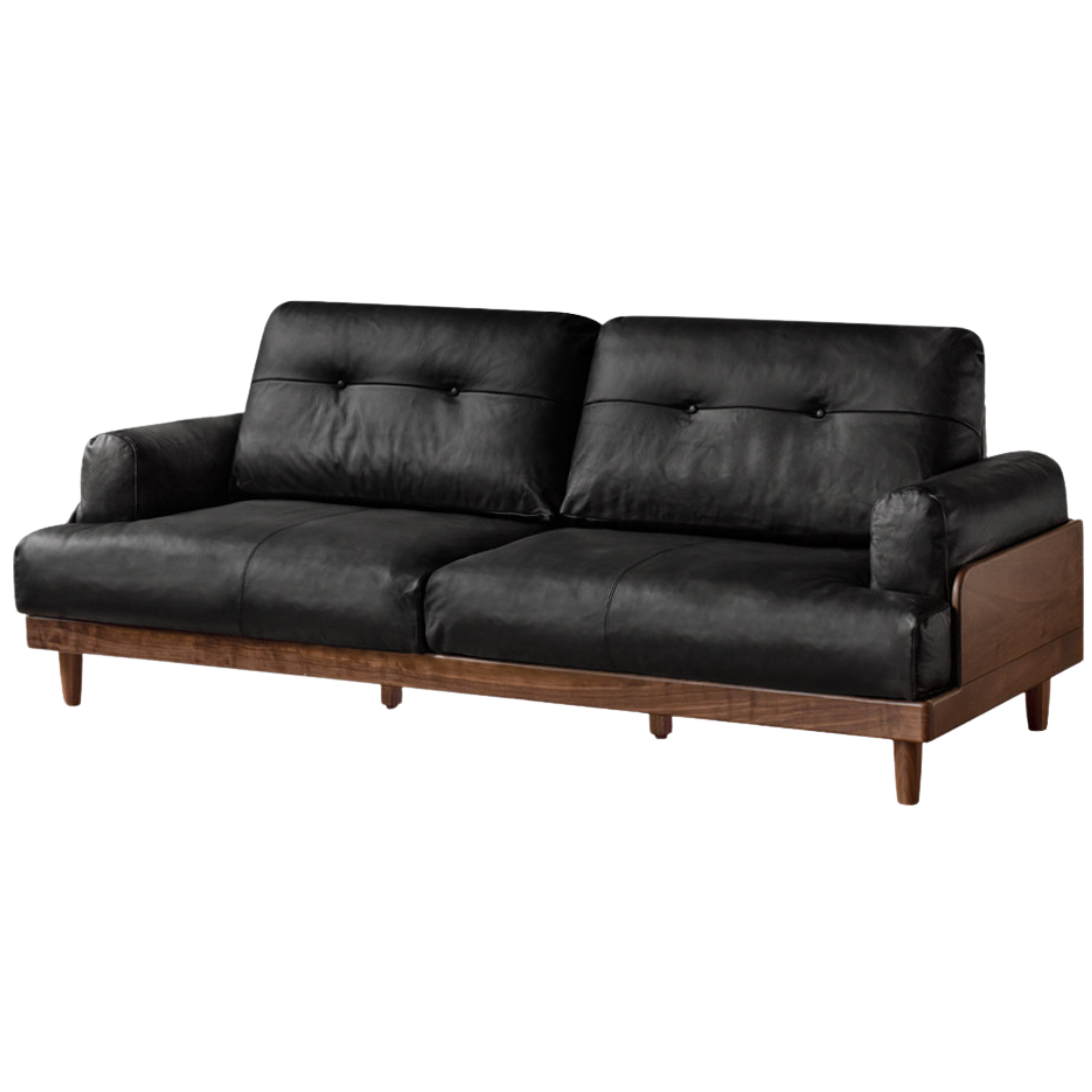 Black Walnut Solid Wood Leather, Fabric Sofa Modern