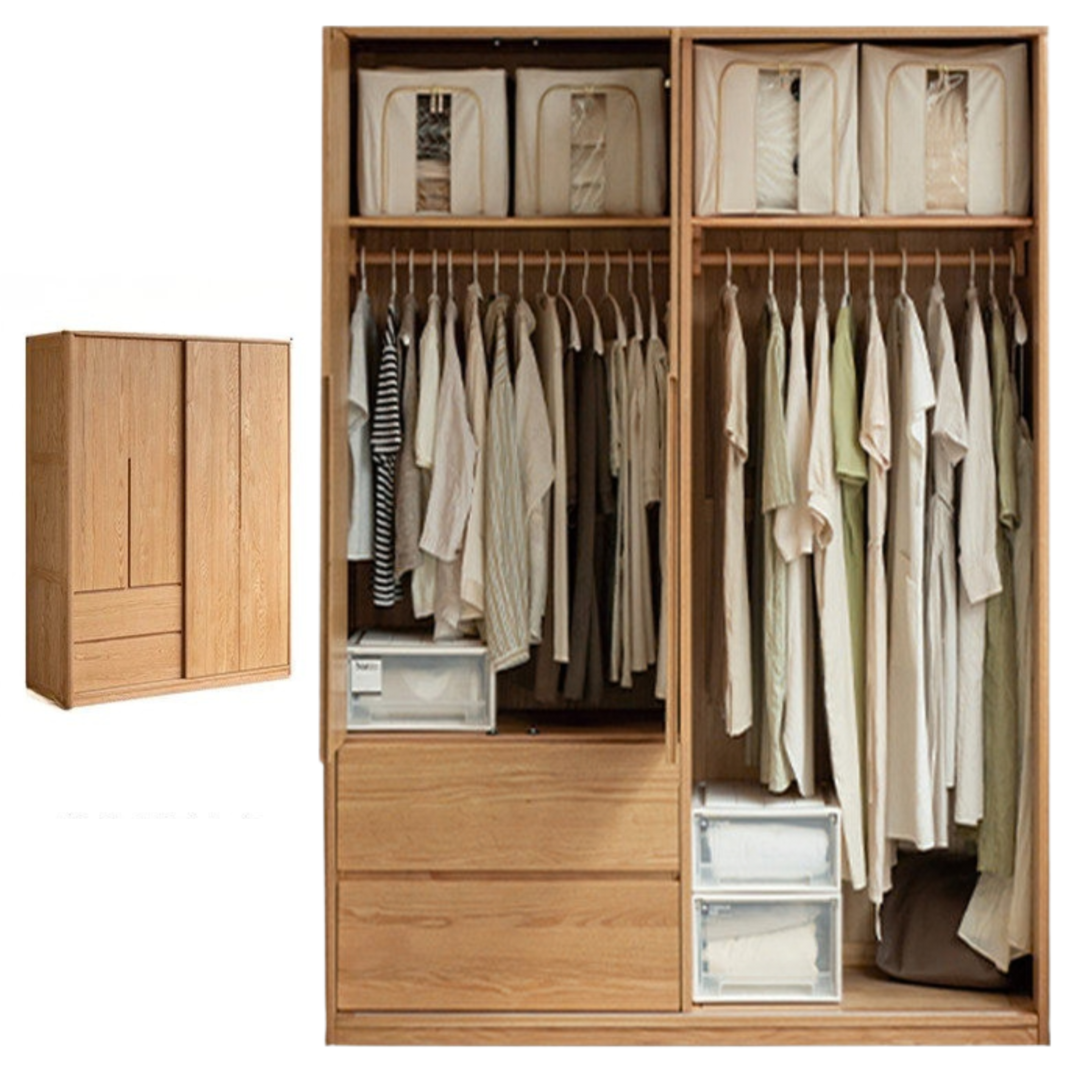 Oak Solid Wood Wardrobe Sliding Door.