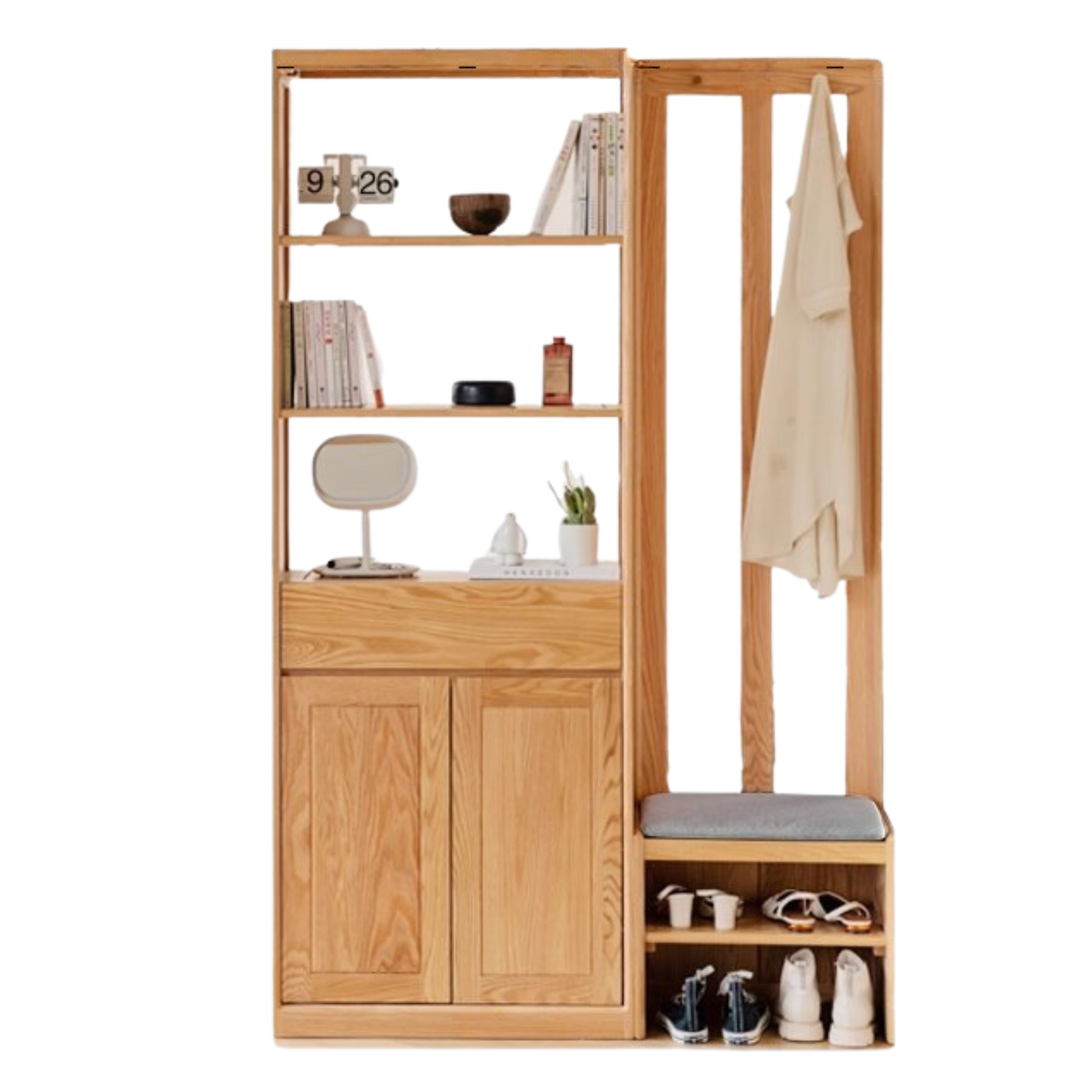 Oak Solid Wood Clothes Hangers Racks, Shoe Cabinets