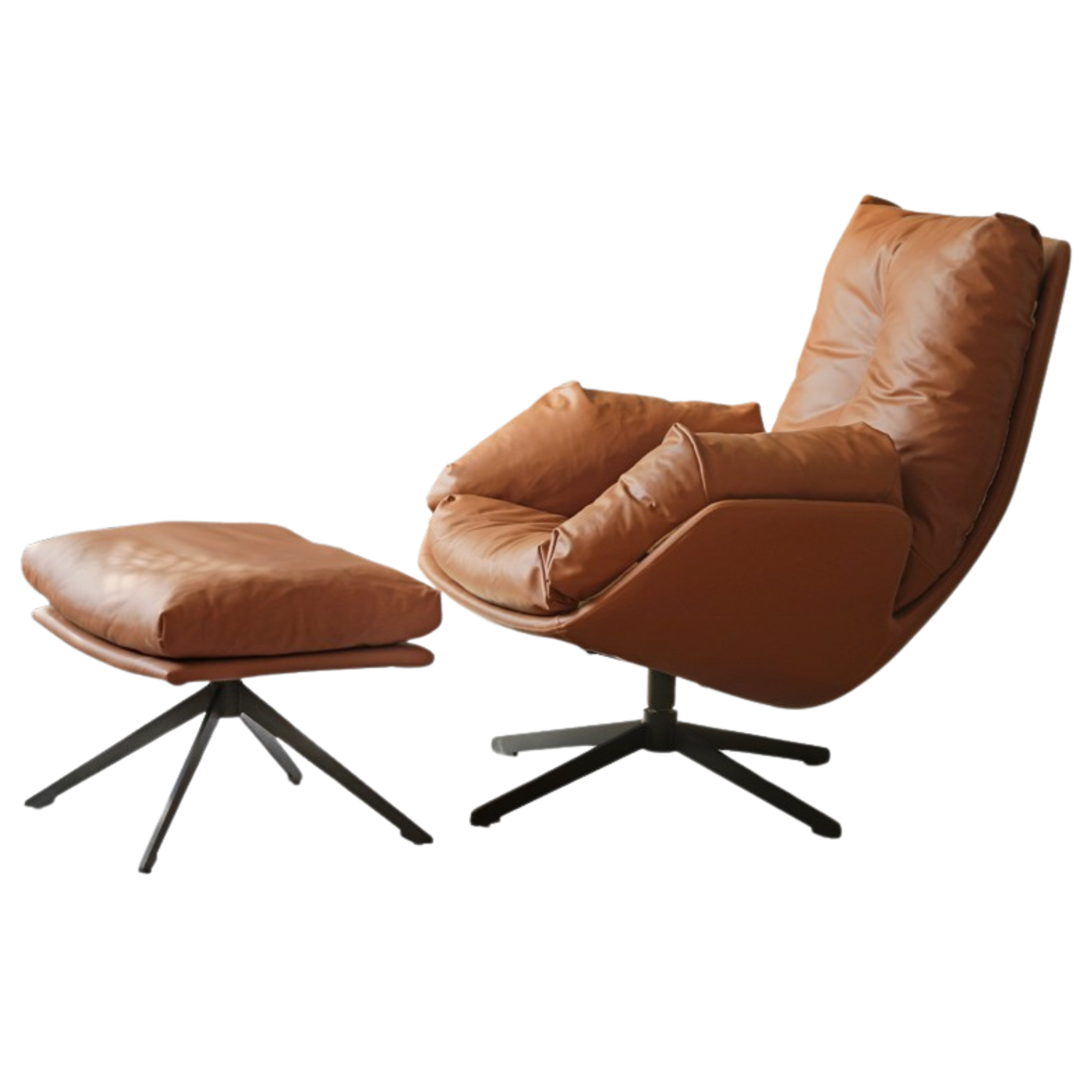 Organic Leather Swivel Sofa Chair Italian Light Luxury.