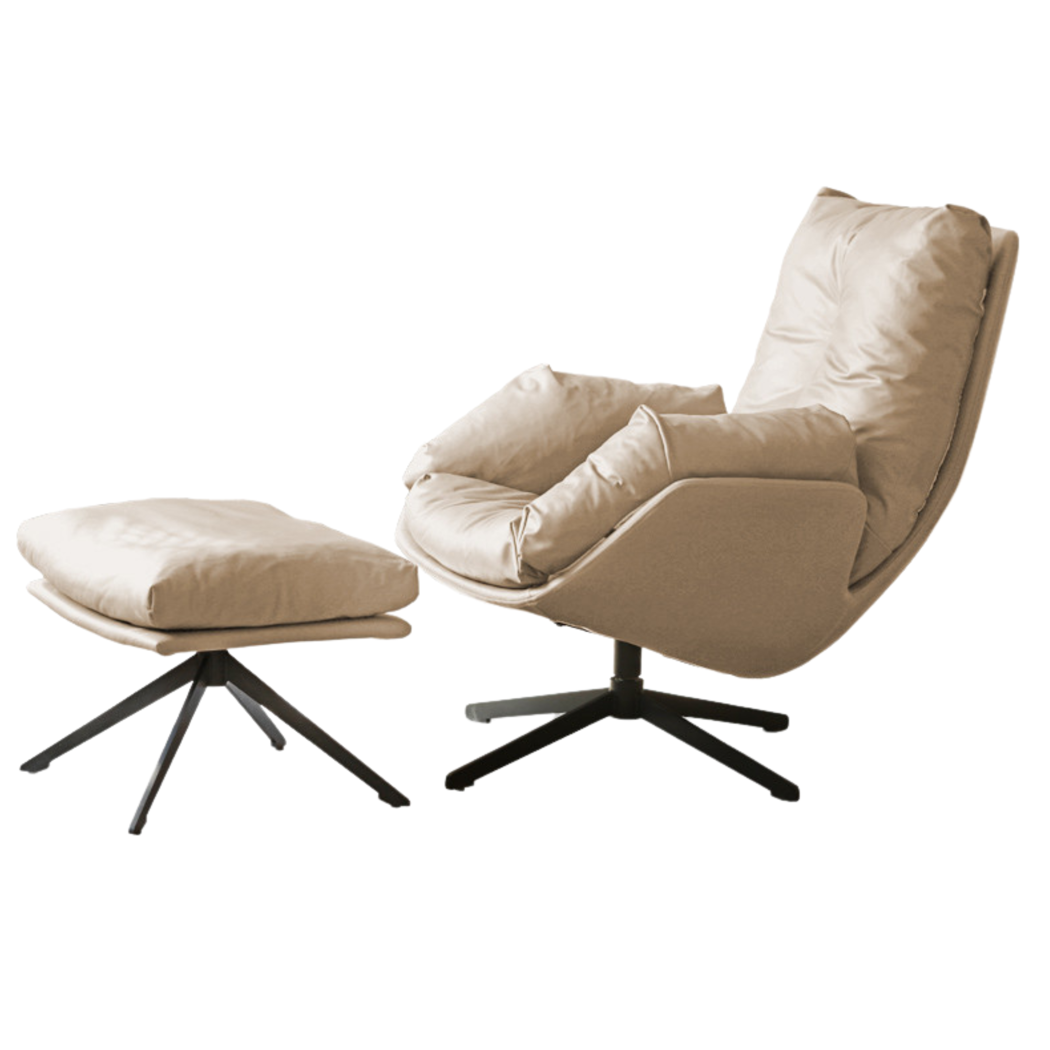 Organic Leather Swivel Sofa Chair Italian Light Luxury.
