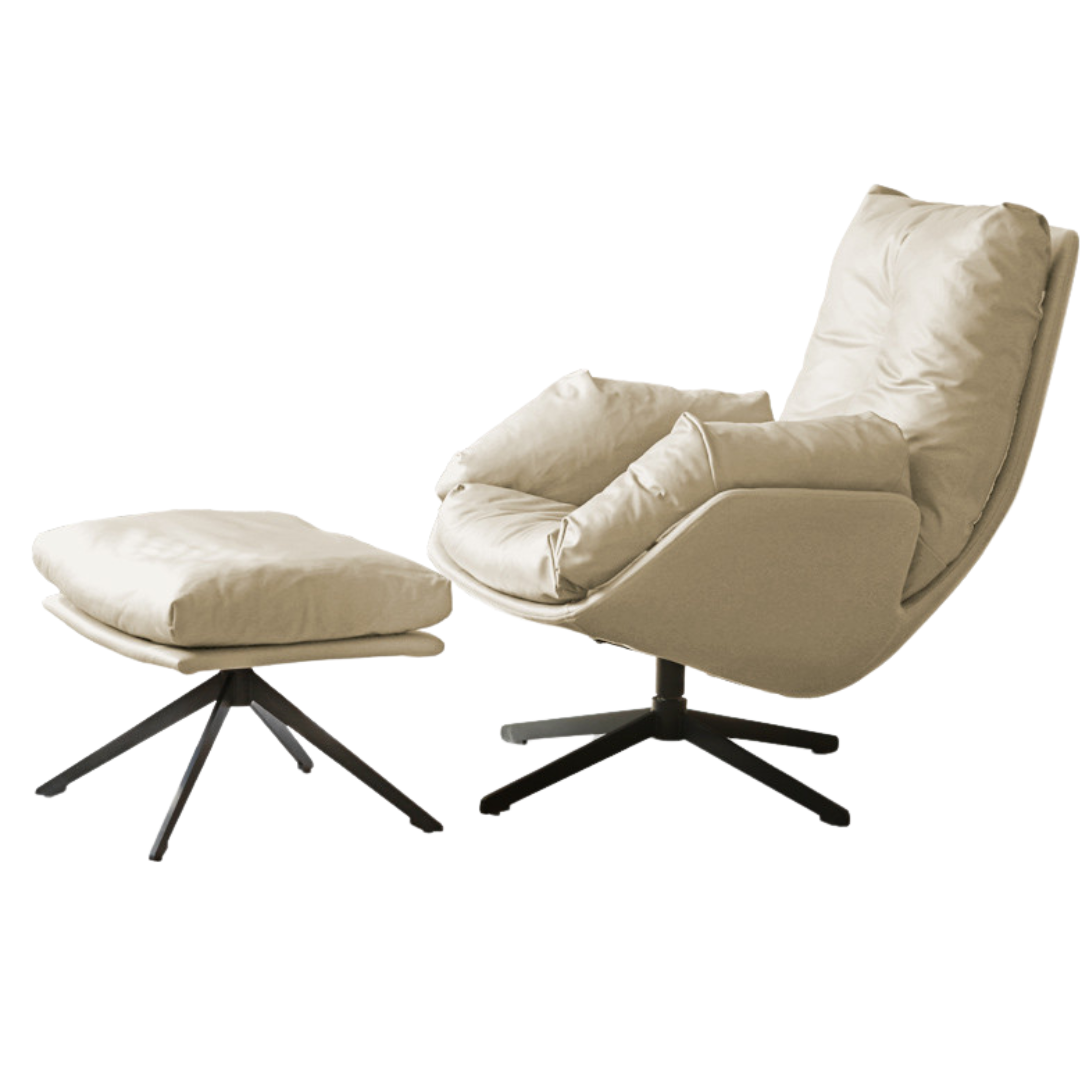 Organic Leather Swivel Sofa Chair Italian Light Luxury.