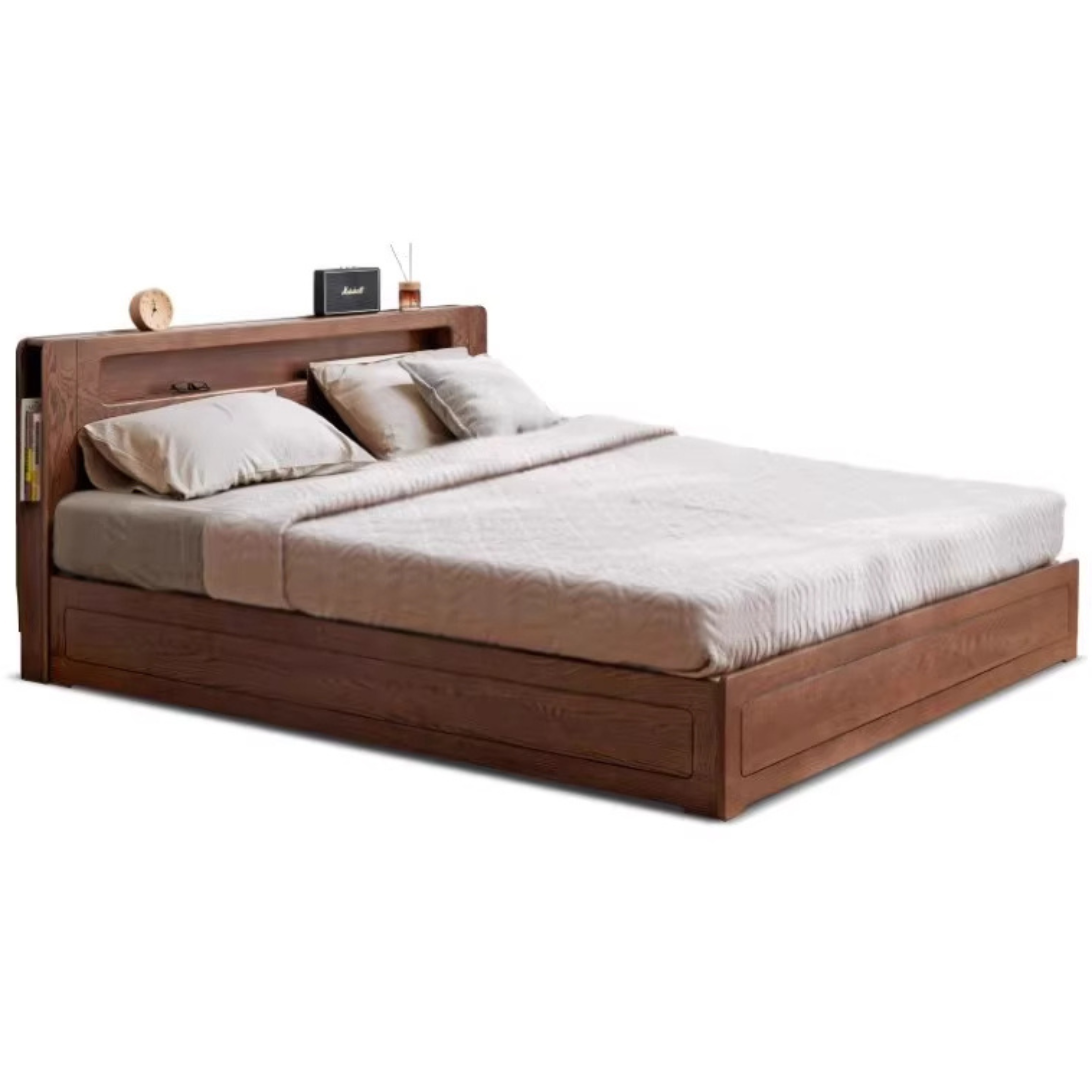 Oak Solid Wood Luminous Storage Box Bed