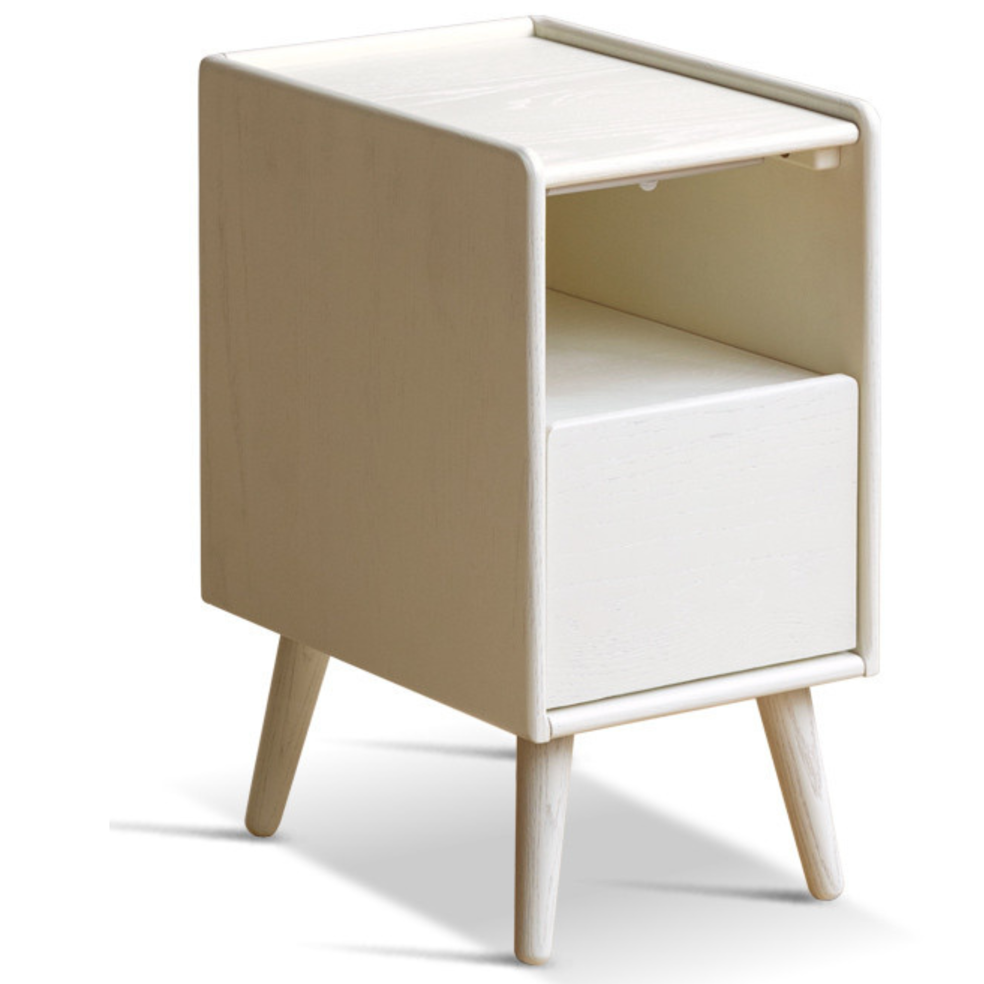 Oak Solid Wood, Solid Rubberwood Ultra-Narrow Nightstand.