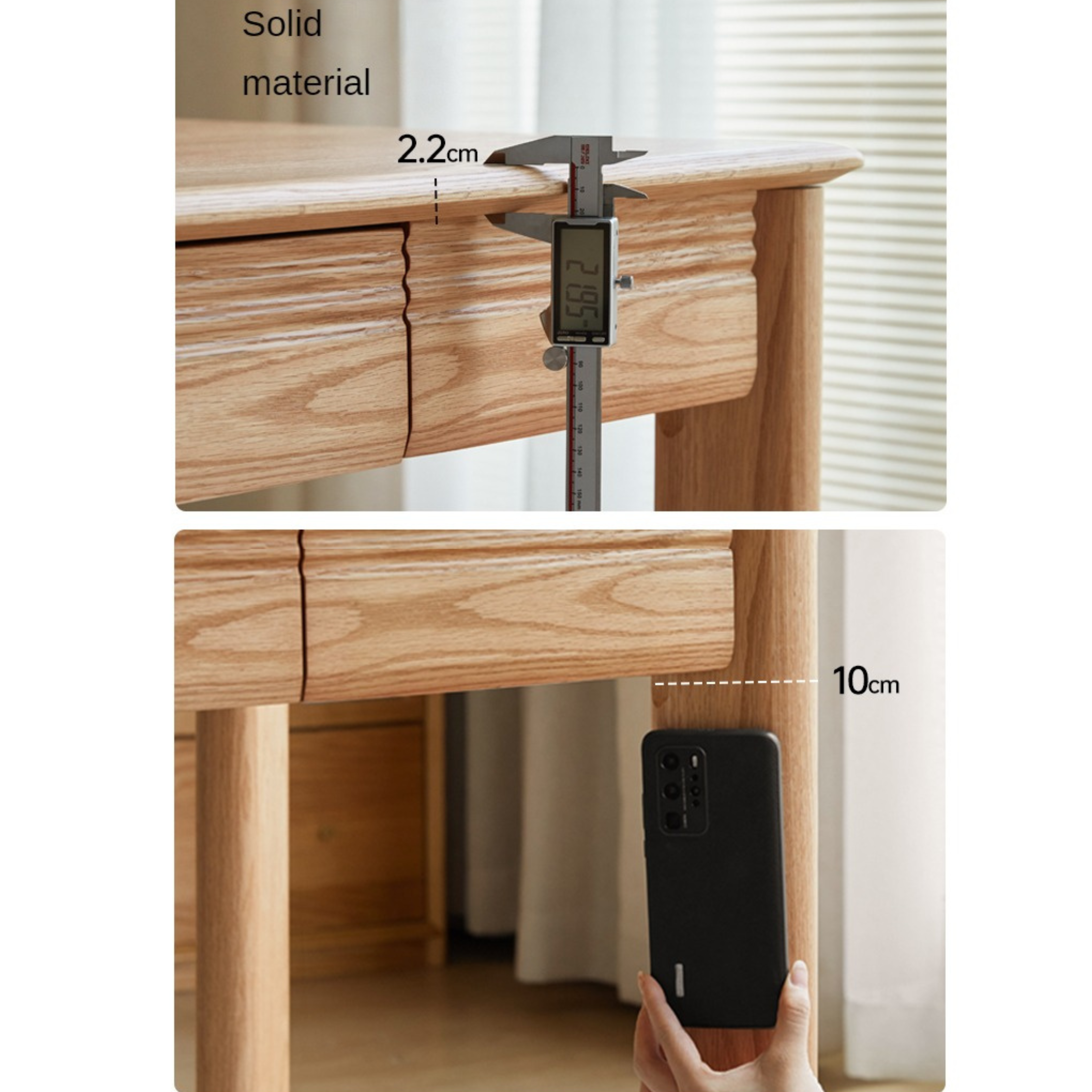 Oak, Ash Solid Wood Long Office Desk