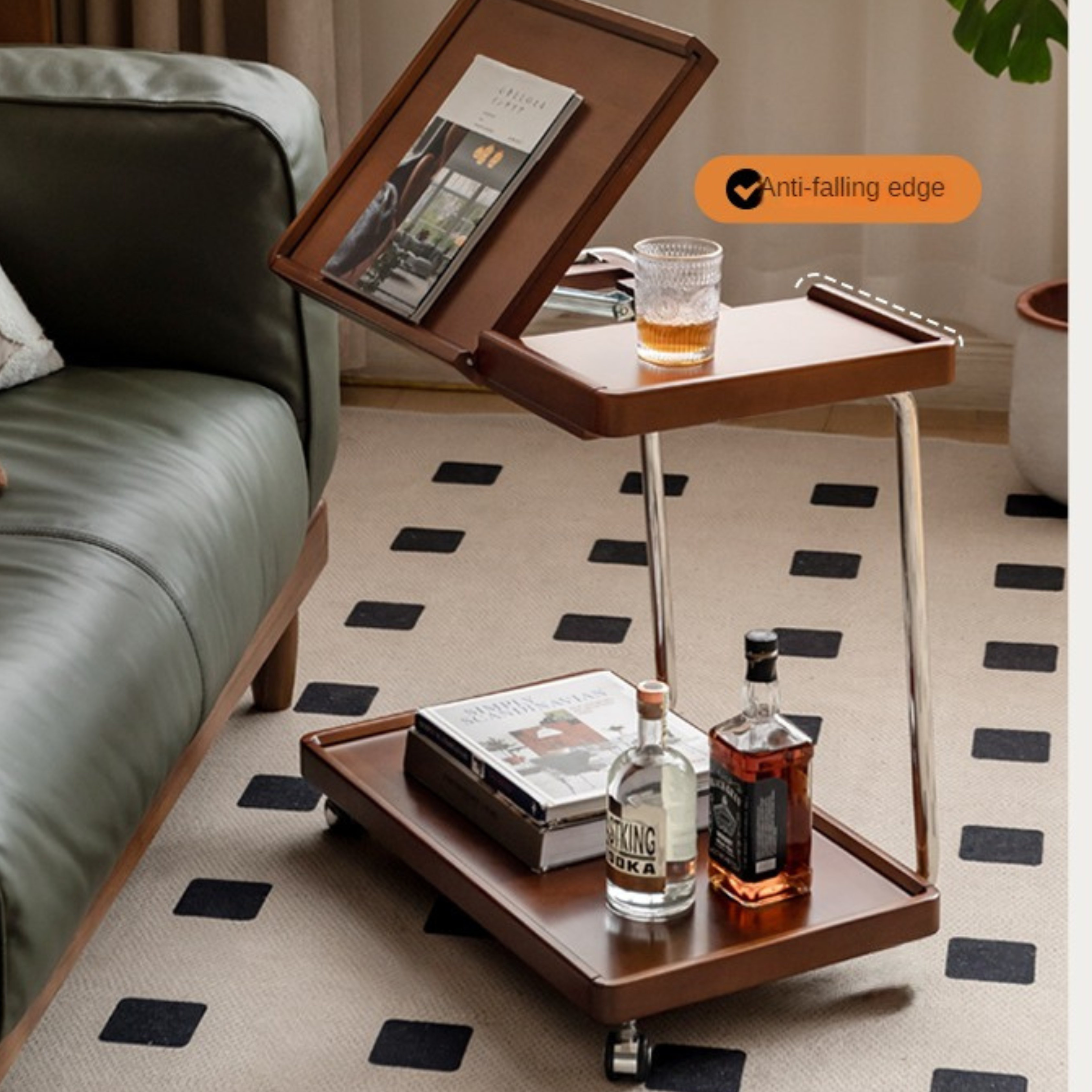 Poplar, Cherry, Black Walnut, Oak Solid Wood Mobile Side Table