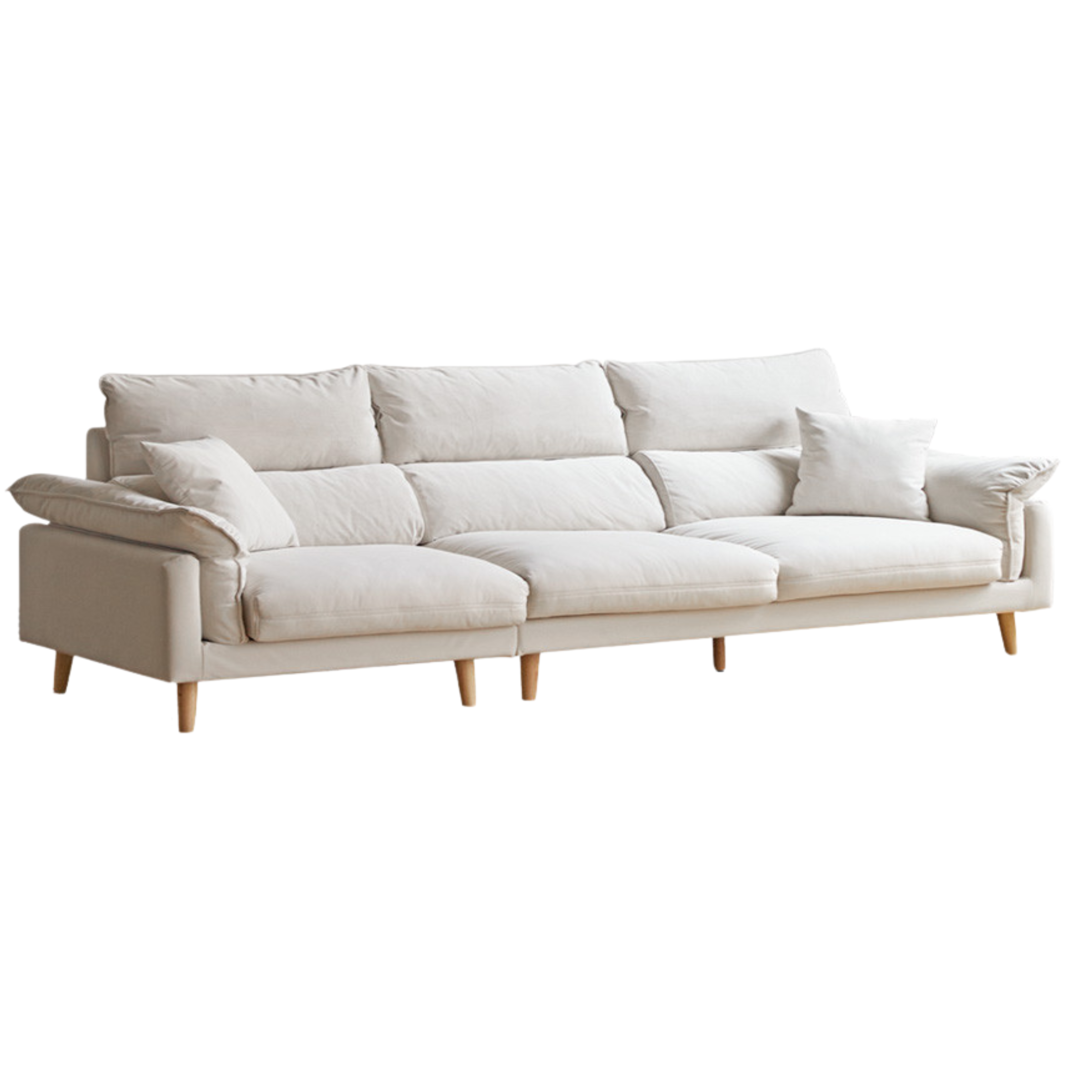 Fabric, Leather Modern White Down Sofa.