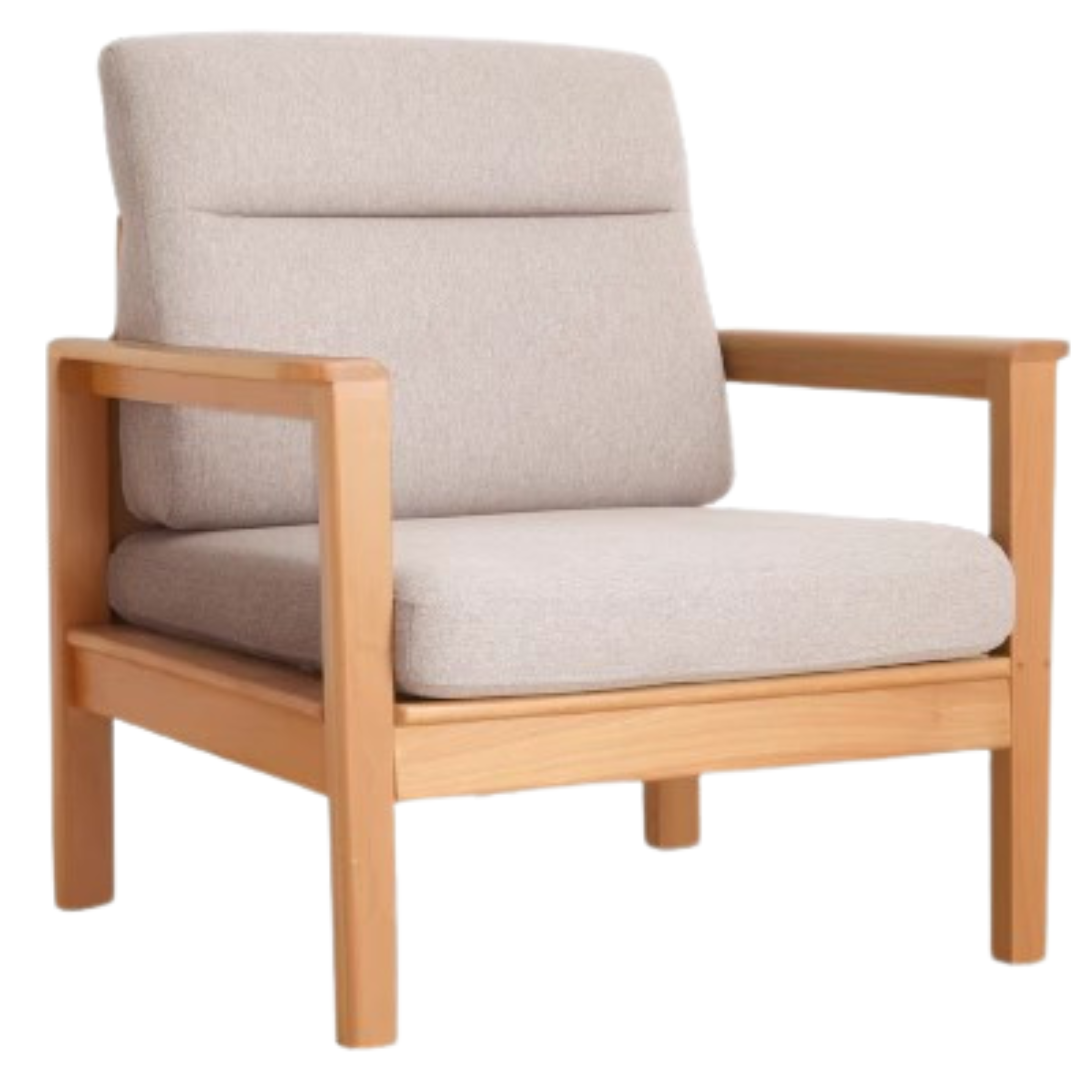Beech Solid Wood Armchair Modern Minimalist)
