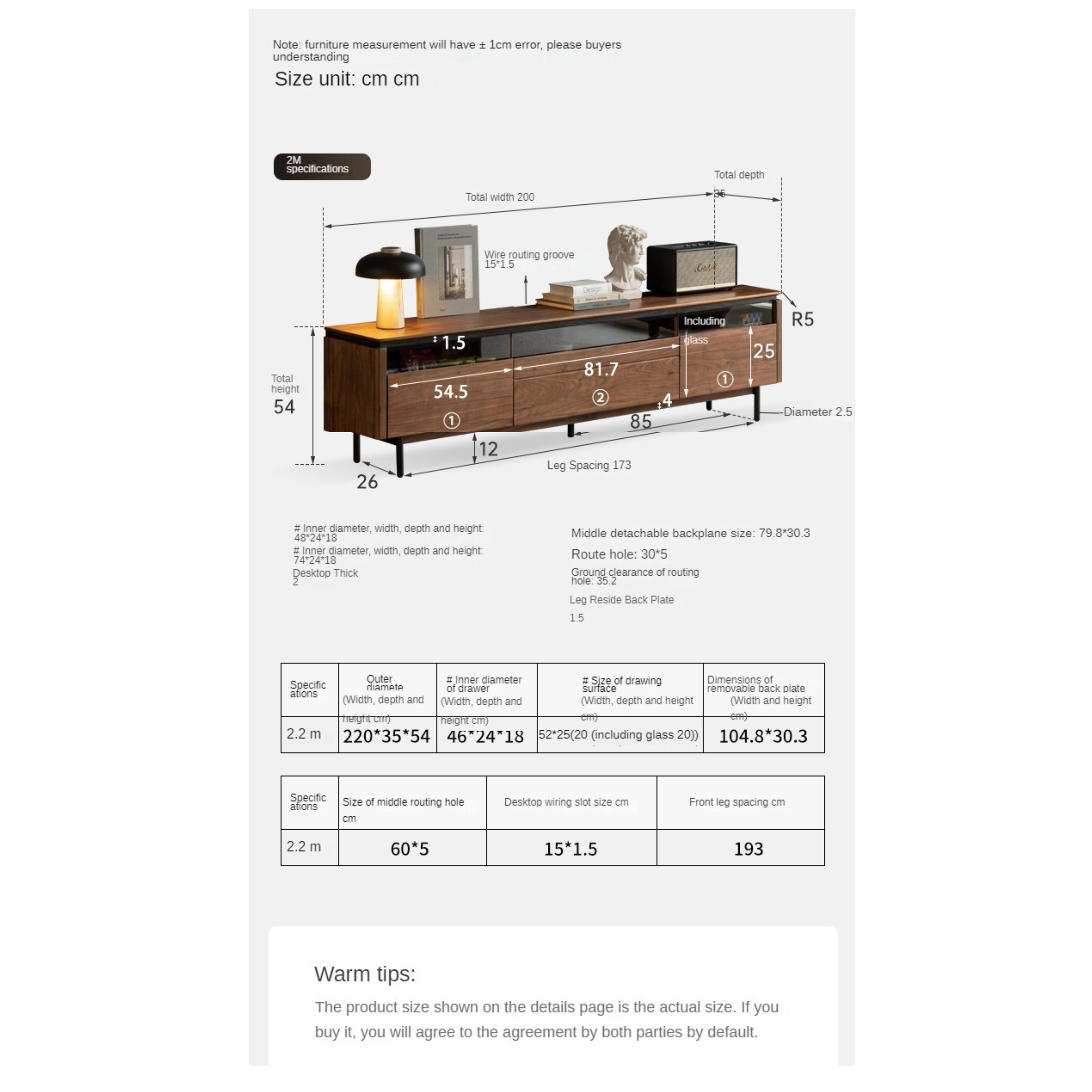 Black Walnut Solid Wood Italian Light Luxury TV Cabinet.