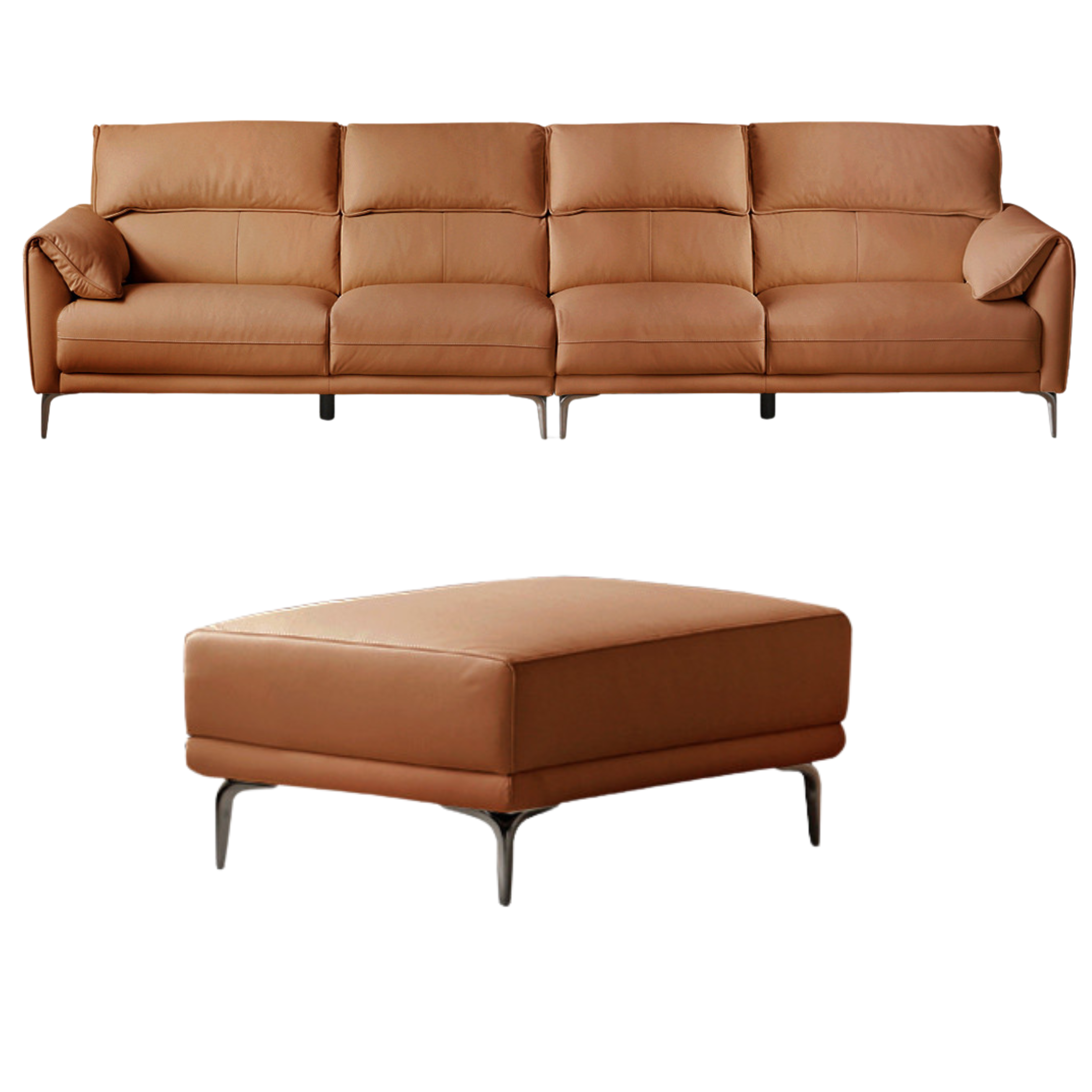 First Layer Cowhide Leather Goose Down Sofa.