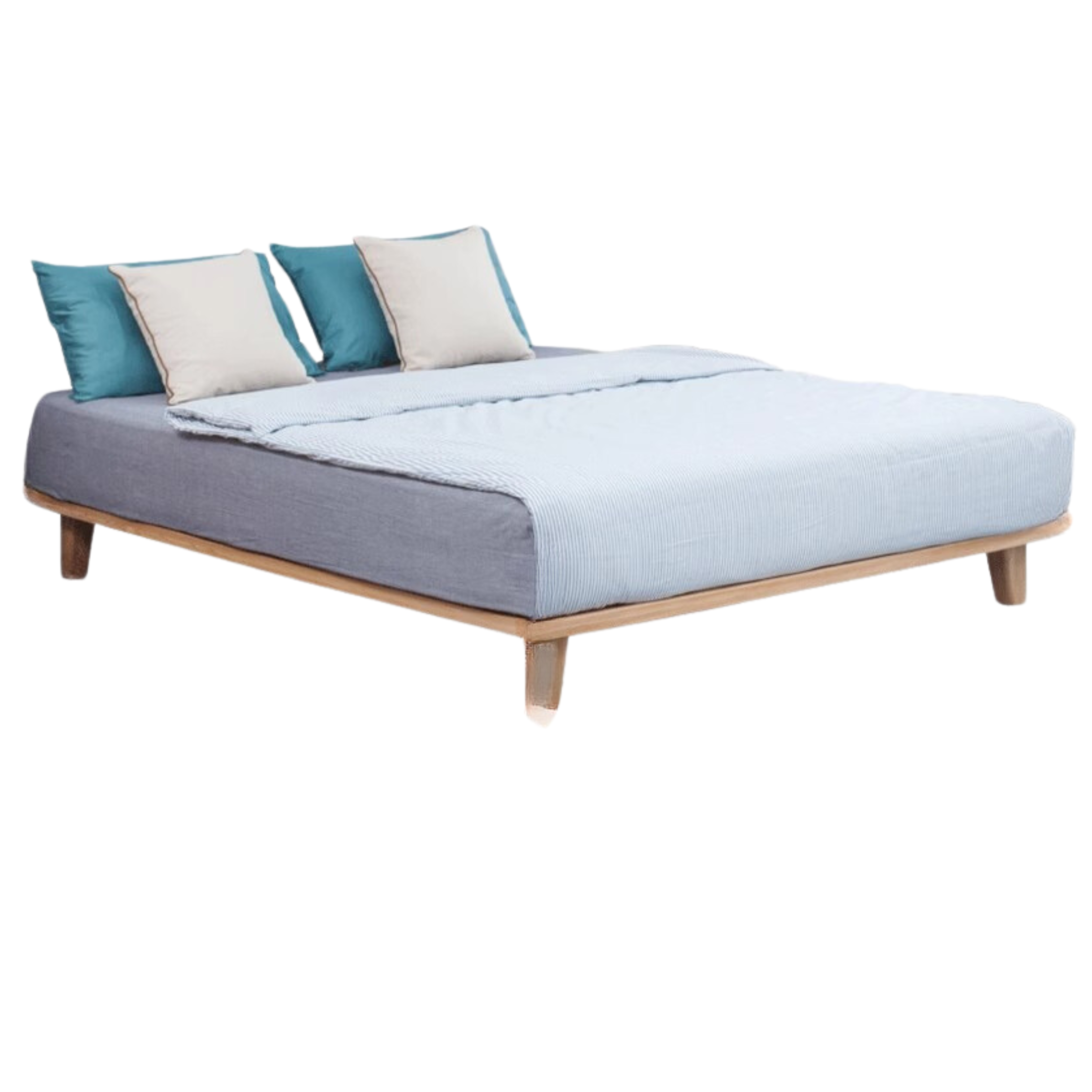 Oak solid wood platform bed, headboard-free bed