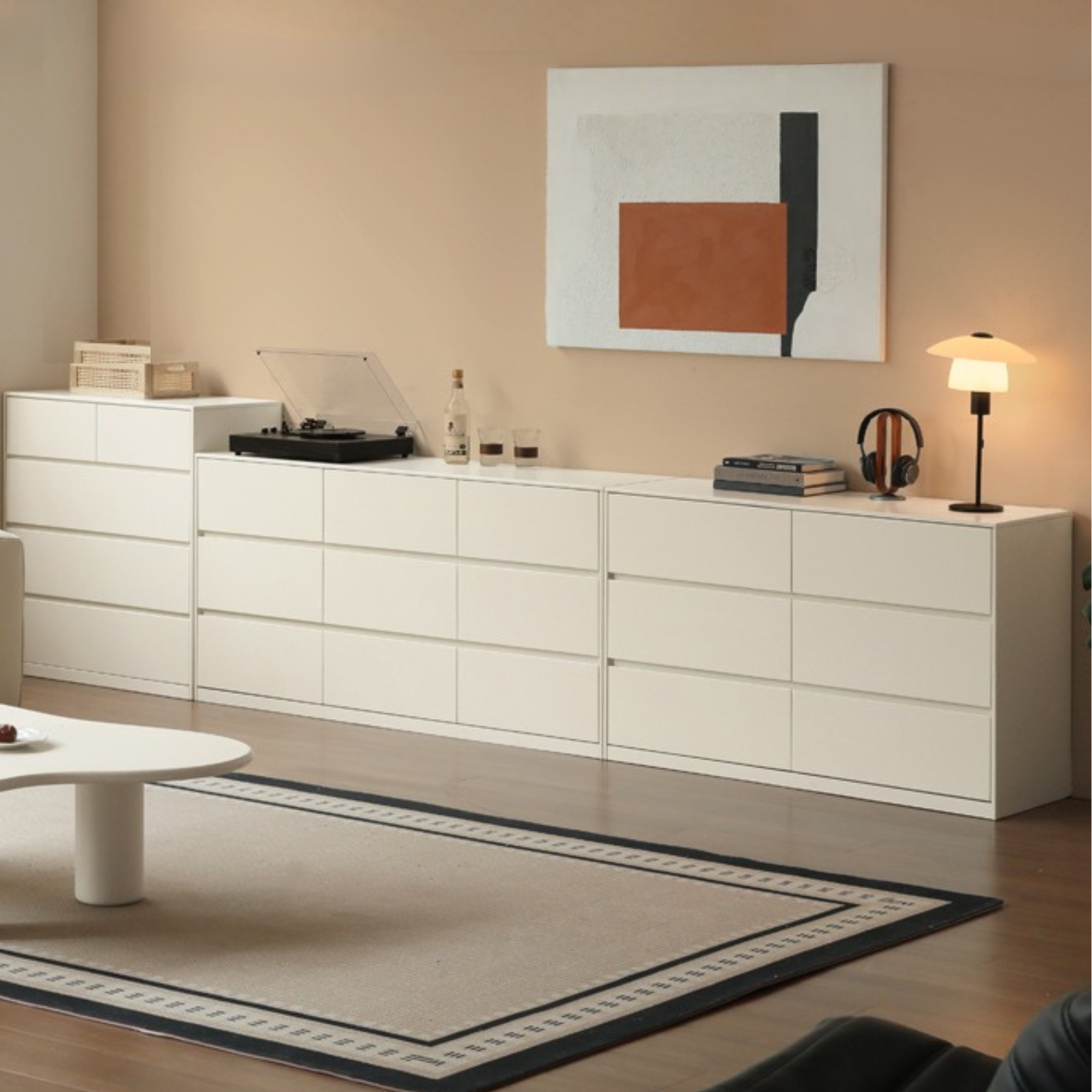 Solid Rubberwood Cream Style Chest of Drawers