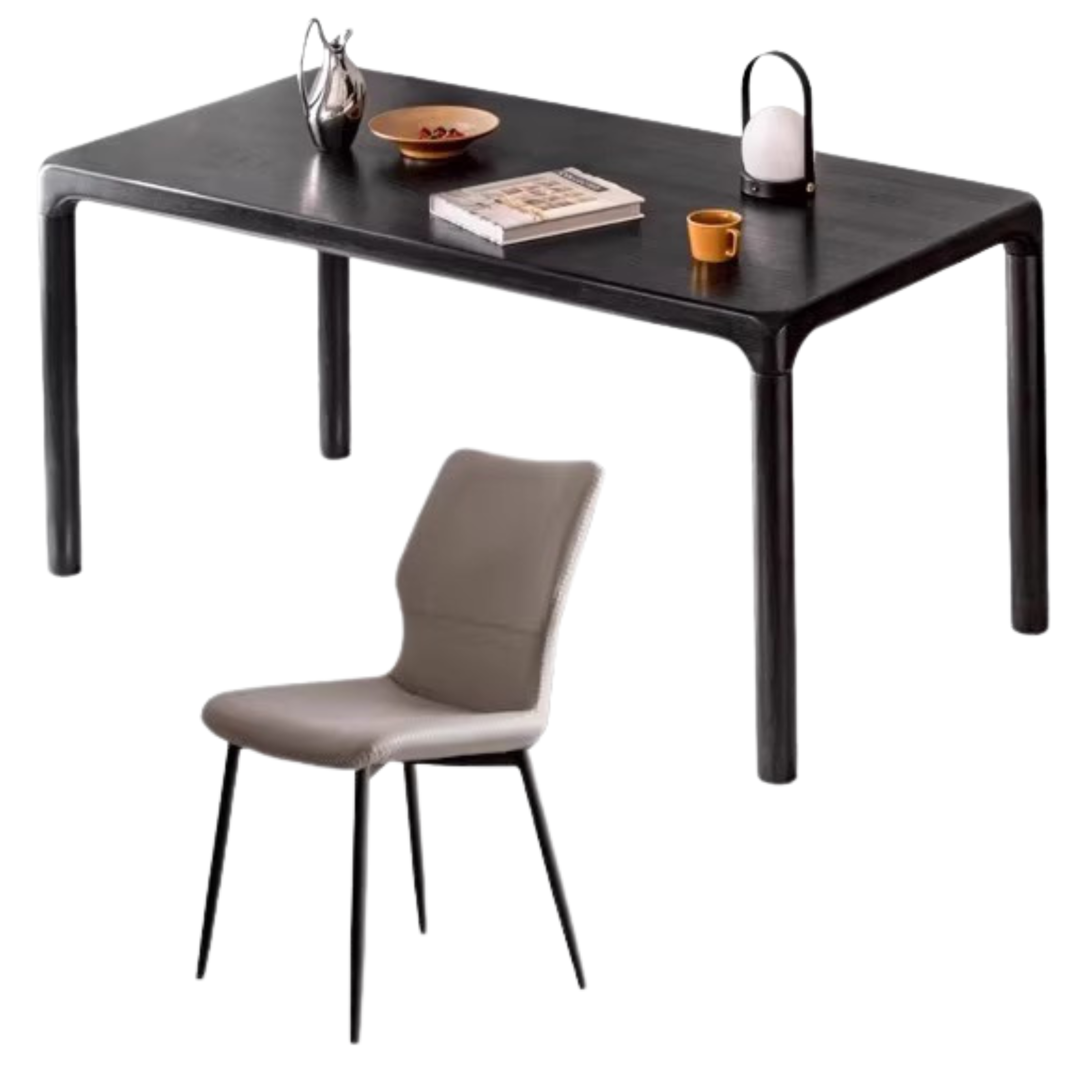 Ash Solid Wood Black Nordic Dining Table
