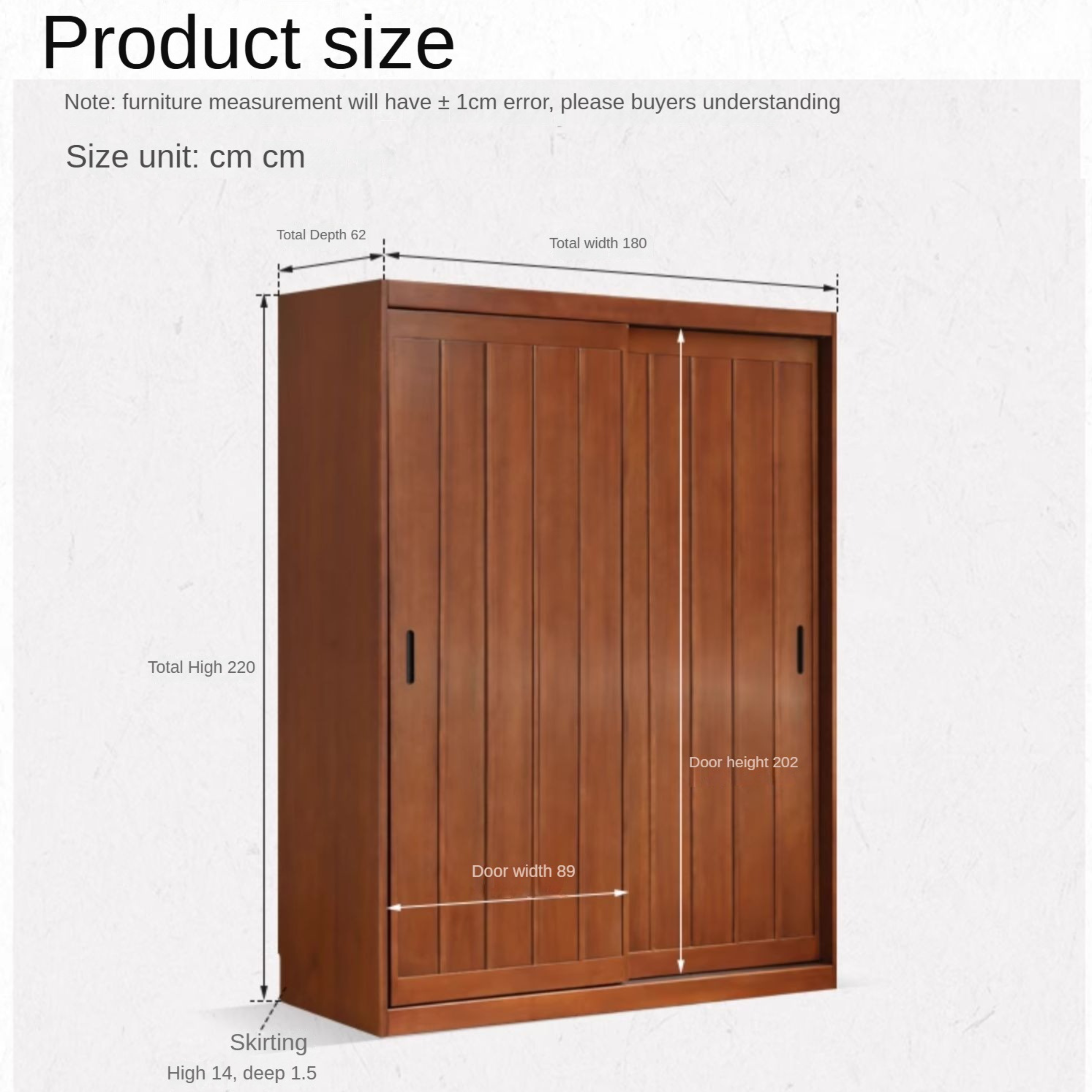 Poplar Solid Wood Wardrobe Retro Sliding Door Wardrobe.