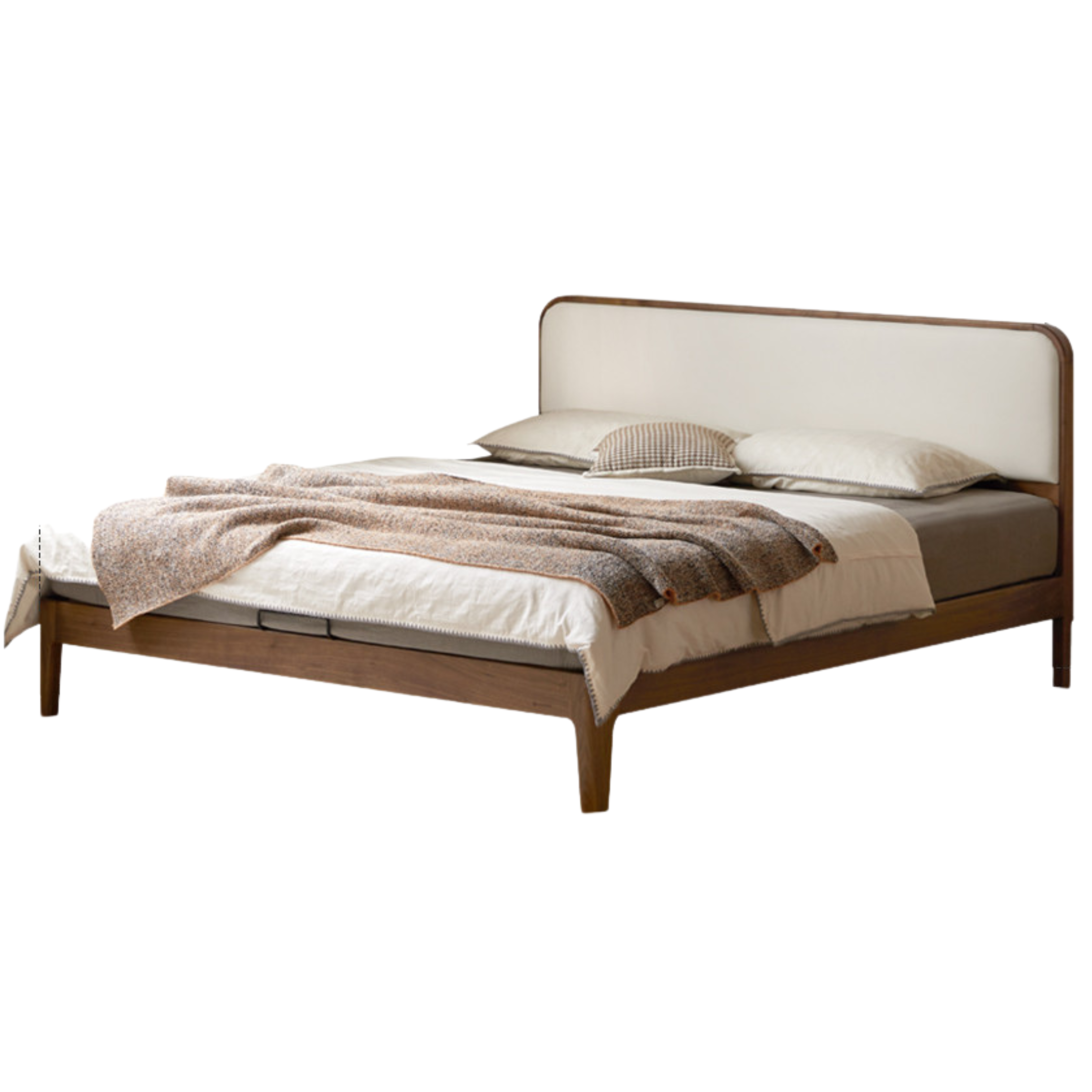 Black Walnut Solid Wood Simple Soft Bed