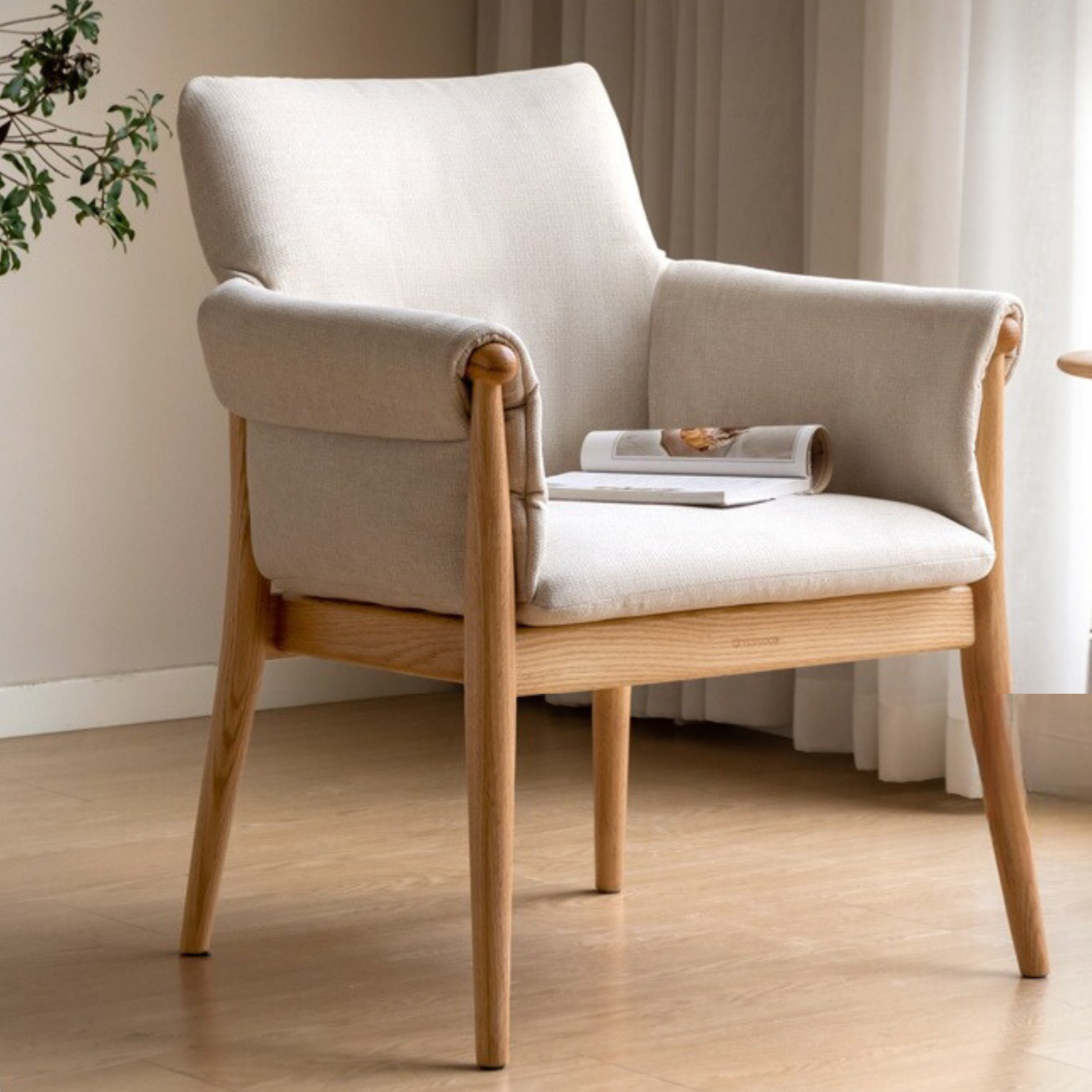Oak Solid Wood Book Chair Simple Study Soft Back